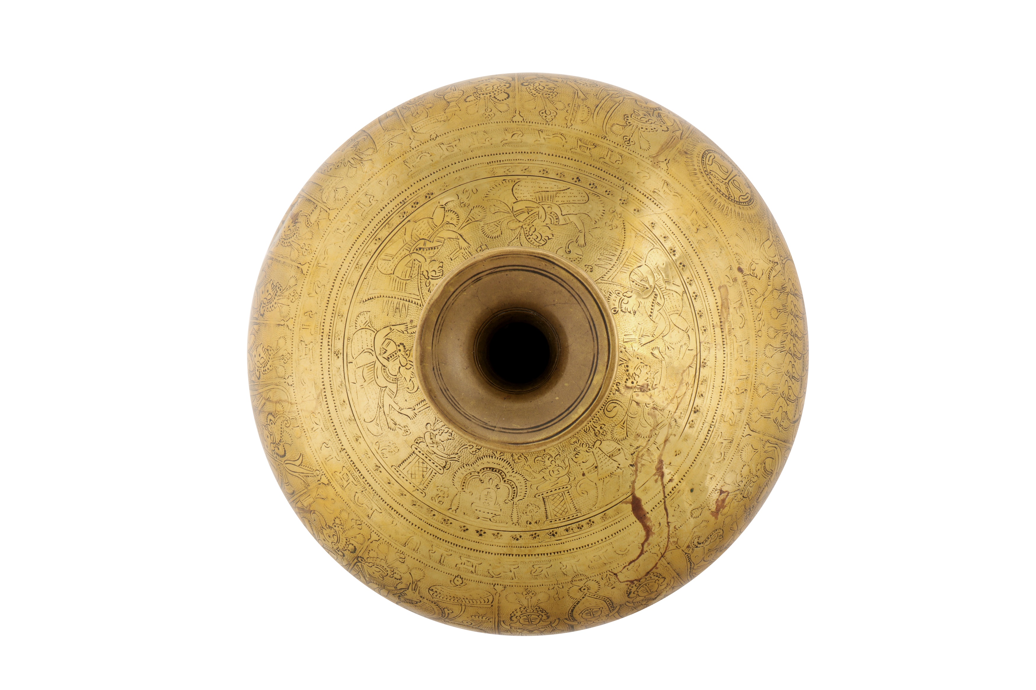 A LARGE AND FINELY ENGRAVED BRASS CHAMBU LOTA - Image 5 of 6