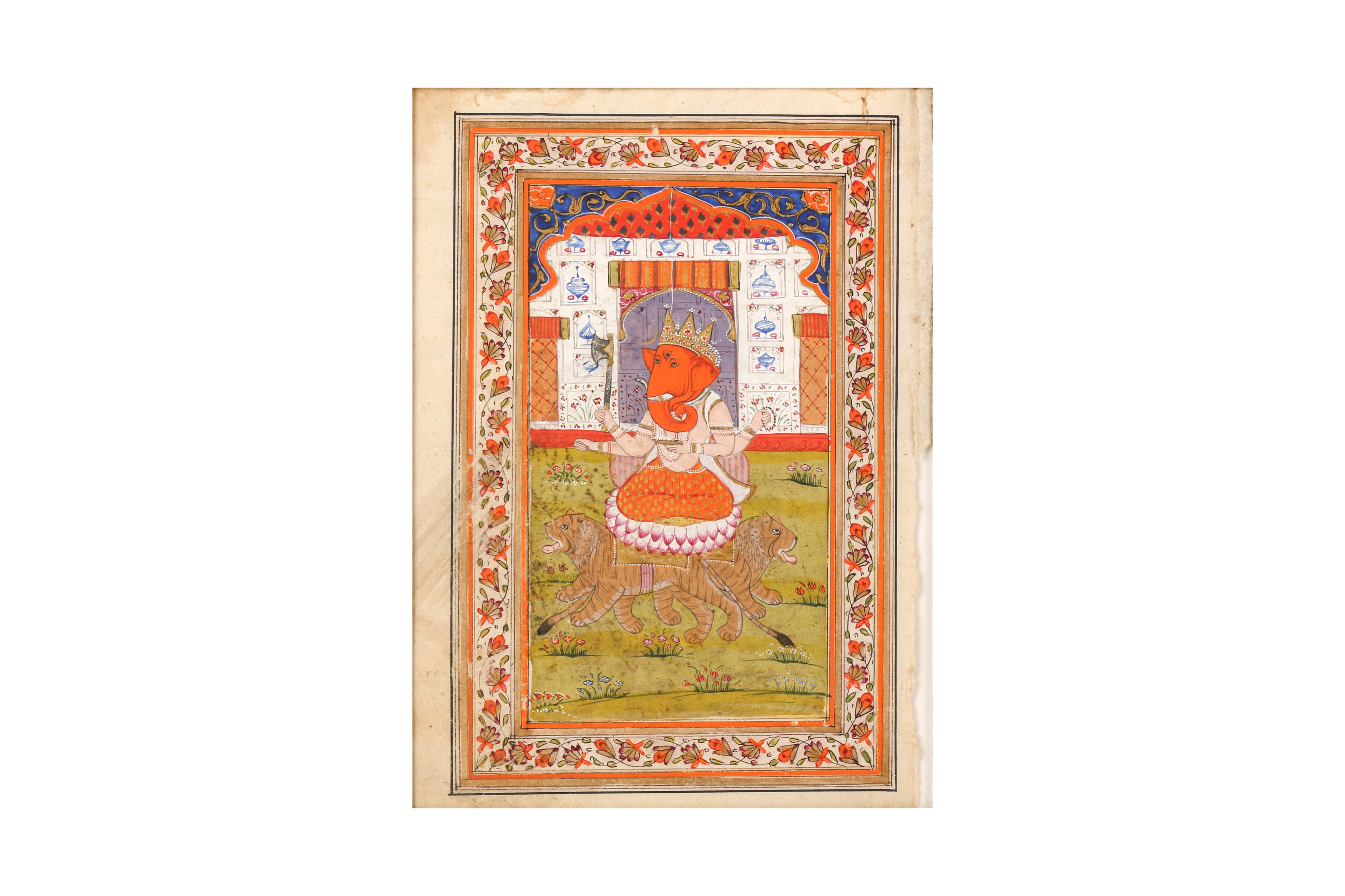 THREE 19TH-20TH CENTURY INDIAN PAINTINGS OF GANESH - Image 4 of 4