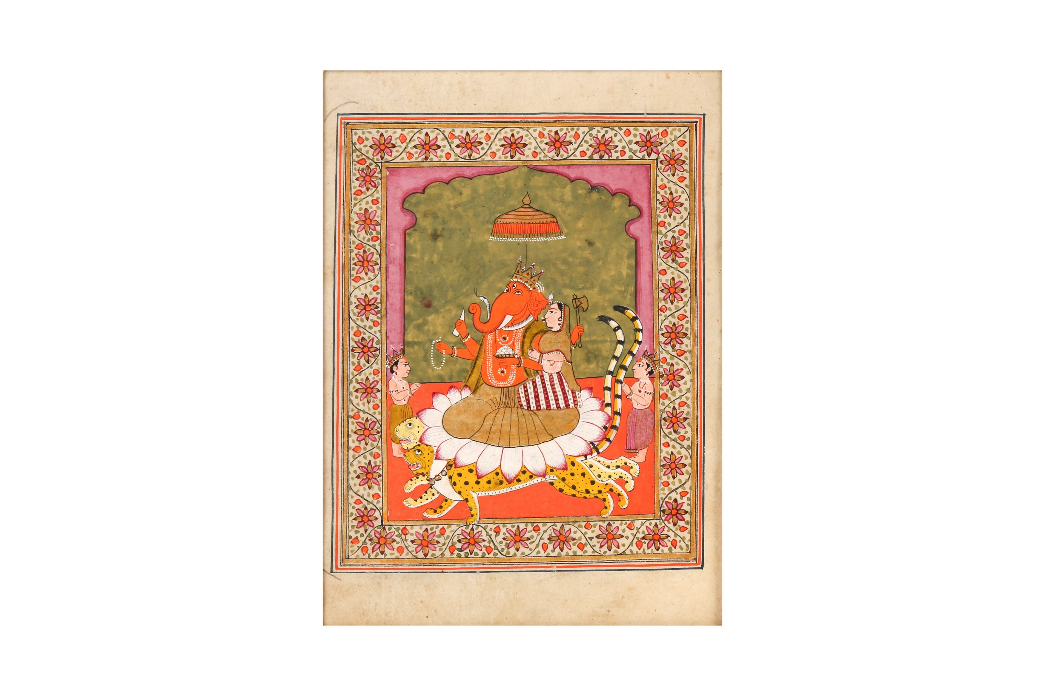 THREE 19TH-20TH CENTURY INDIAN PAINTINGS OF GANESH - Image 3 of 4