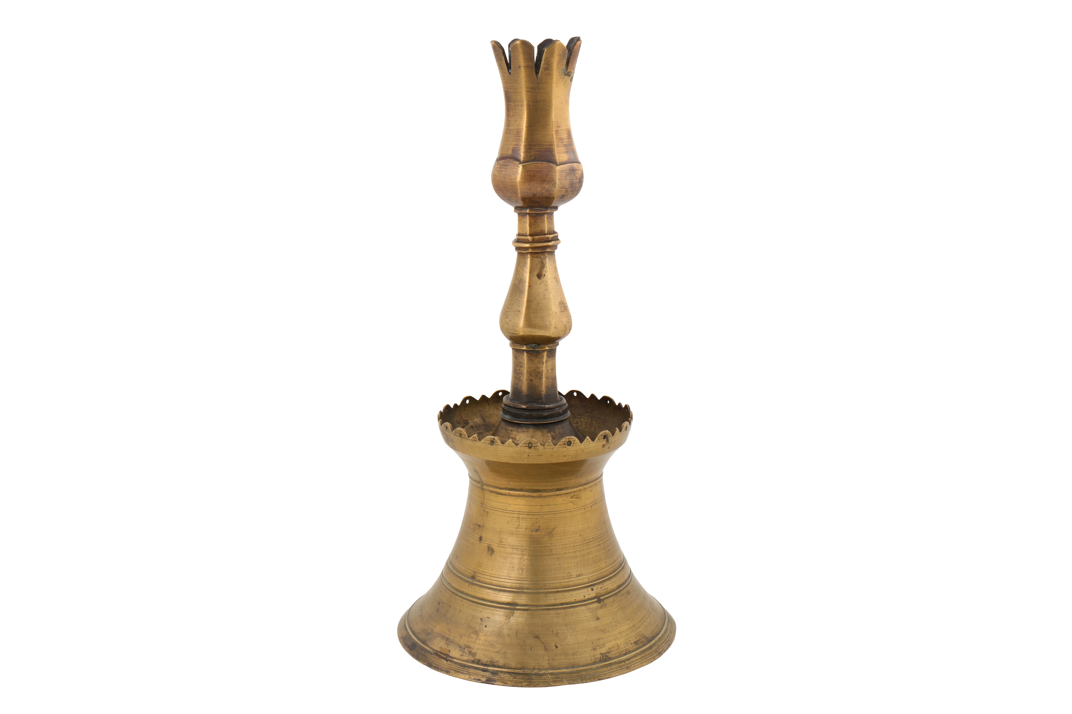 A LARGE OTTOMAN TURKISH BRASS CANDLESTICK