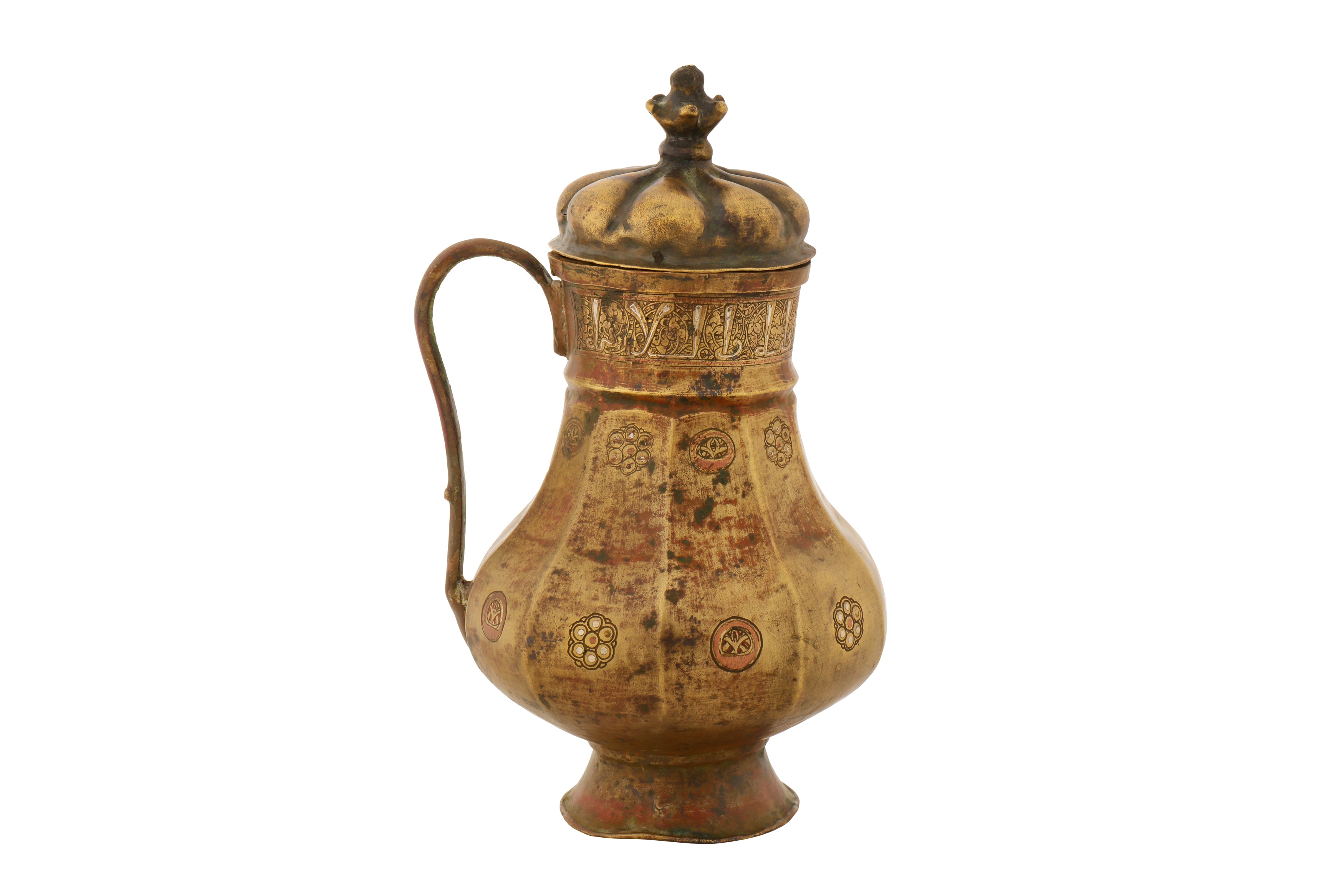 A 12TH CENTURY PERSIAN SELJUK JUG WITH SILVER AND COPPER INLAY - Image 2 of 4