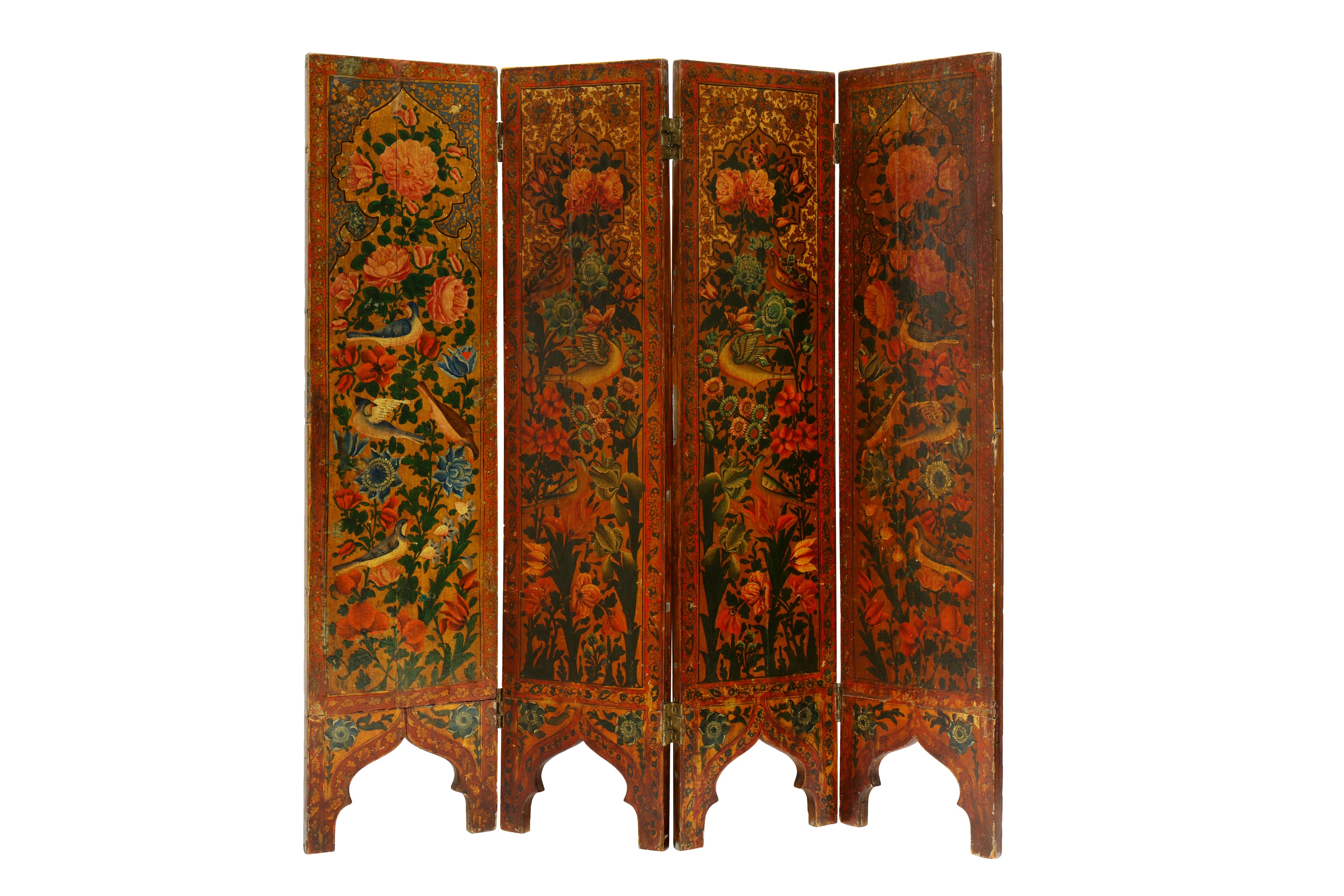 A 19TH CENTURY PERSIAN FOLDING FOUR PANEL SCREEN - Image 2 of 6