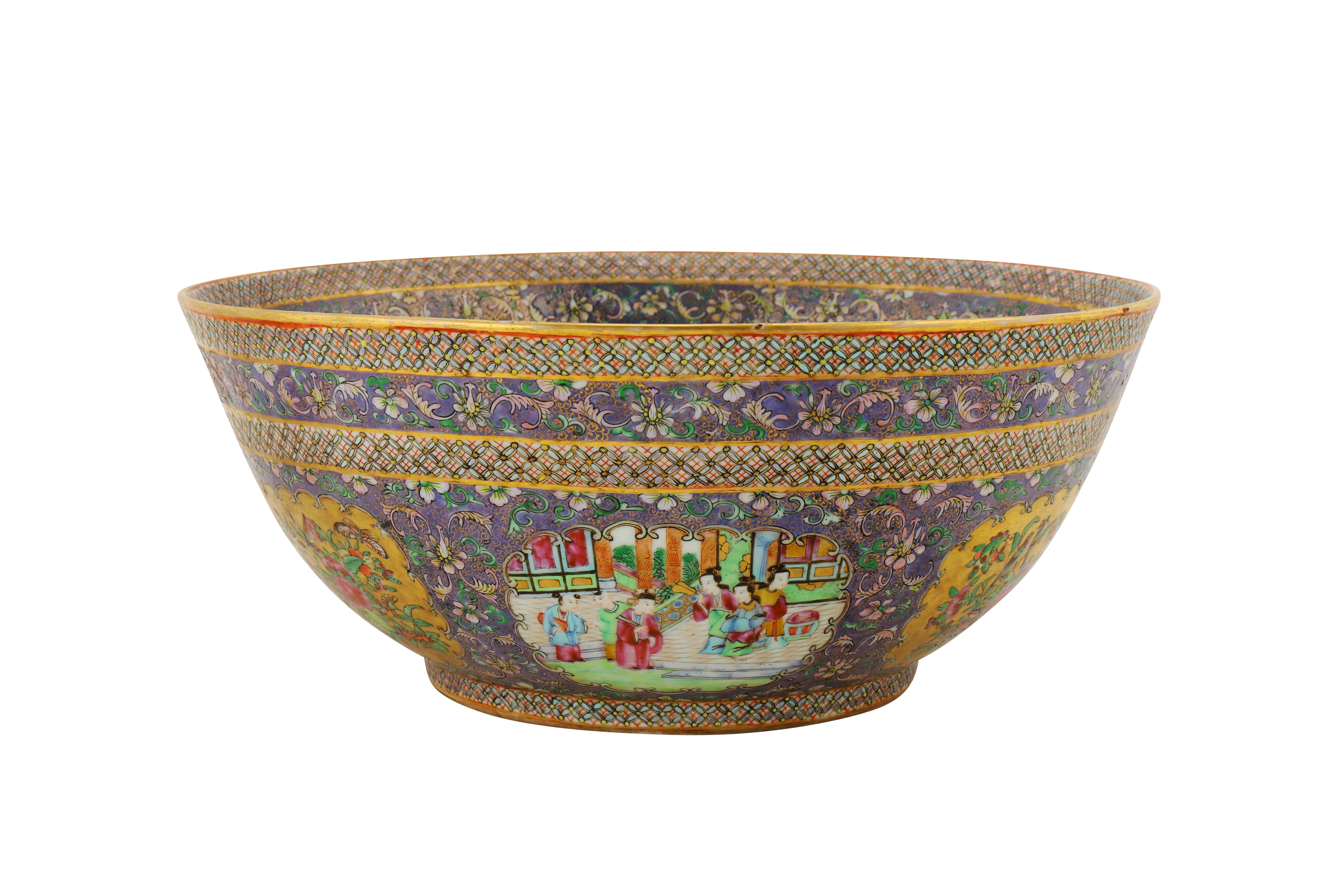 A LARGE BOWL AND DISH FROM THE ZILL AL-SULTAN CANTON PORCELAIN SERVICE - Image 4 of 8