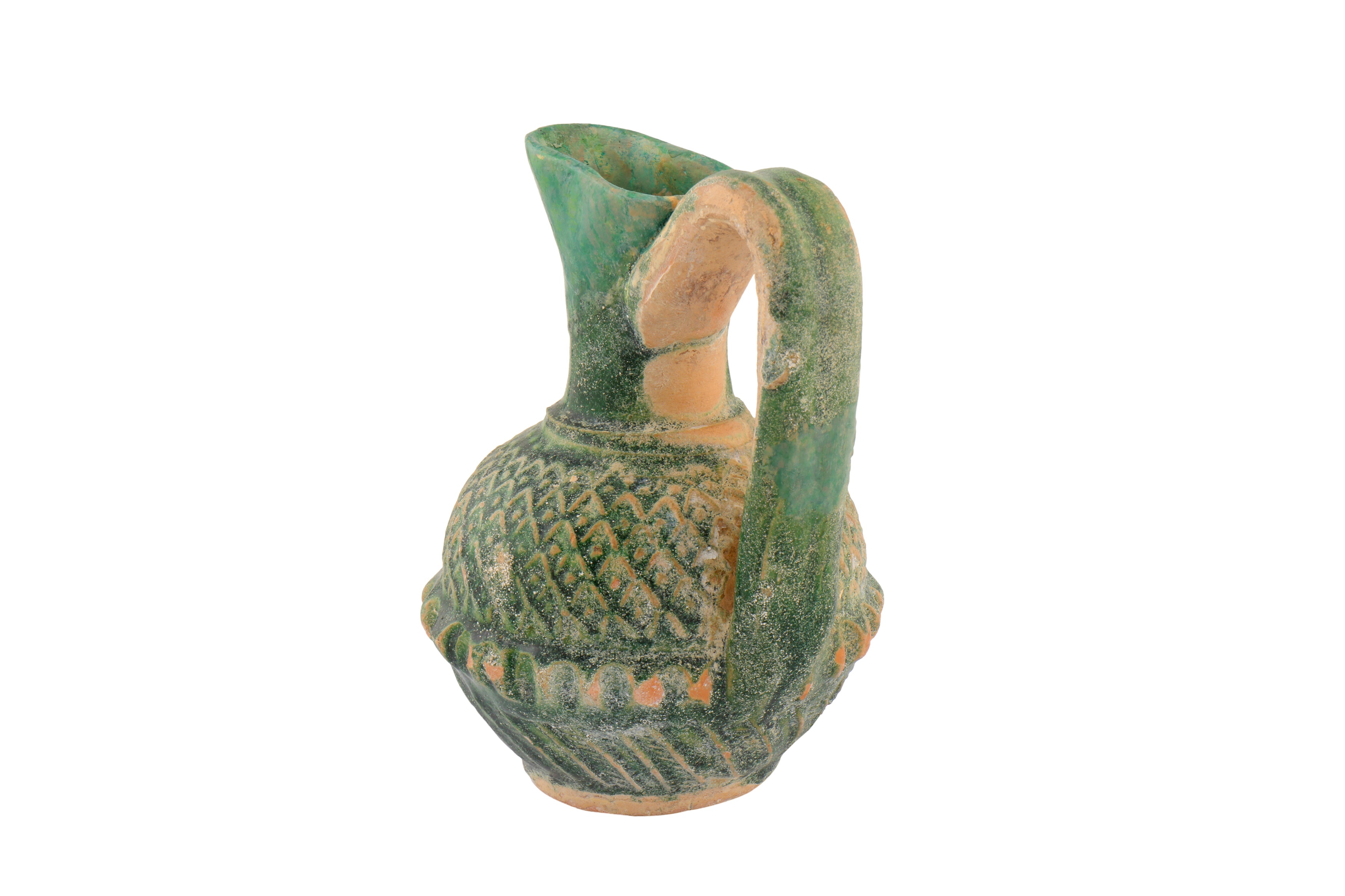 A RARE 8TH-9TH CENTURY SYRIAN UMAYYAD GREEN GLAZED JUG - Image 4 of 4