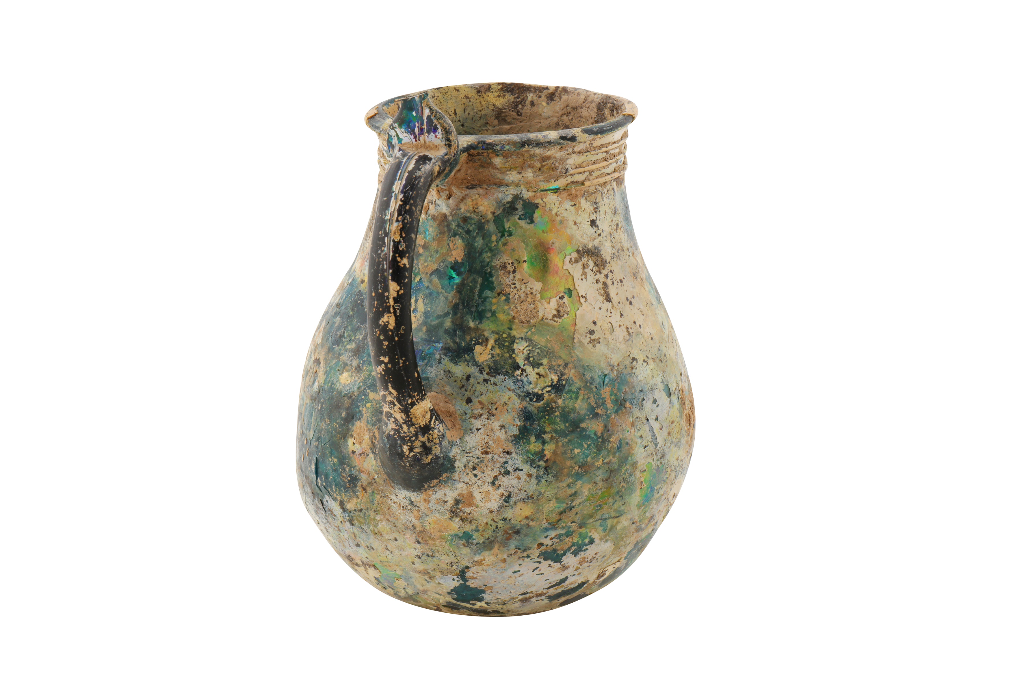 AN EARLY 10TH -12TH CENTURY IRIDESCENT GLASS VESSEL - Image 4 of 4