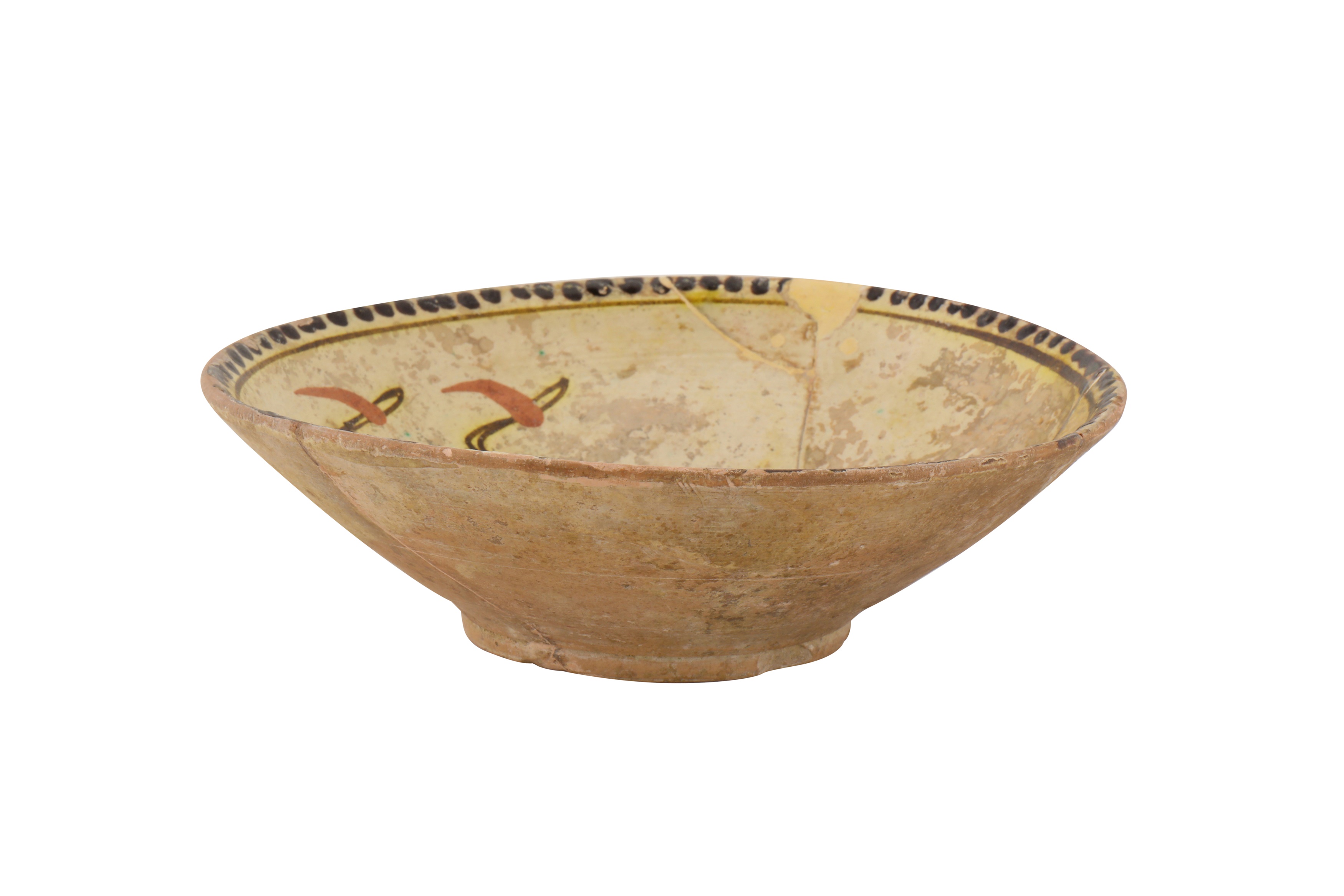 A RARE 10TH CENTURY PERSIAN NISHAPUR GLAZED POTTERY BOWL - Image 2 of 3