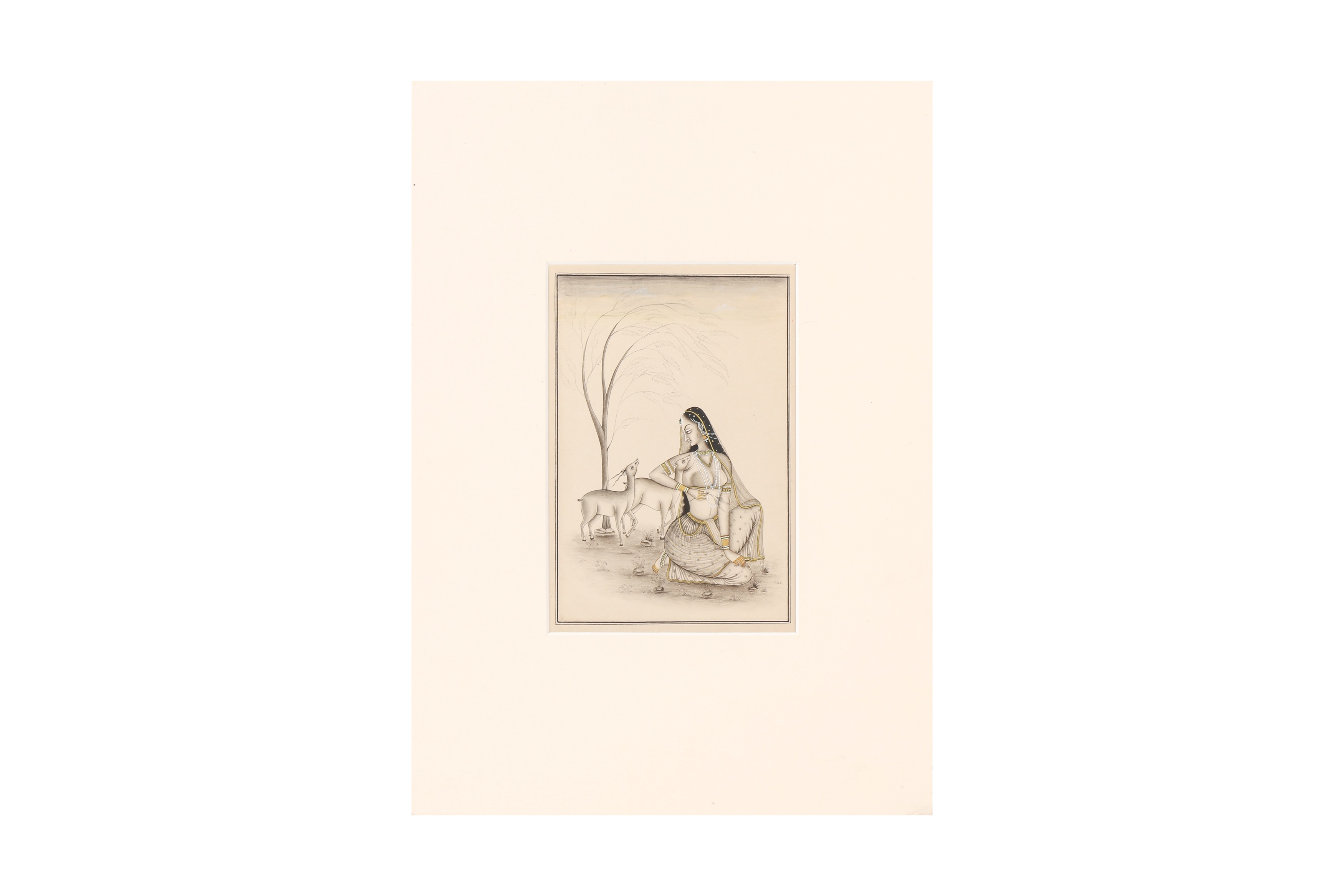 AN EARLY 20TH CENTURY INDIAN PAINTING OF A MAIDEN - Image 2 of 2