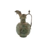 A RARE AND UNUSUAL 12-13TH CENTURY PERSIAN SELJUK BRONZE EWER