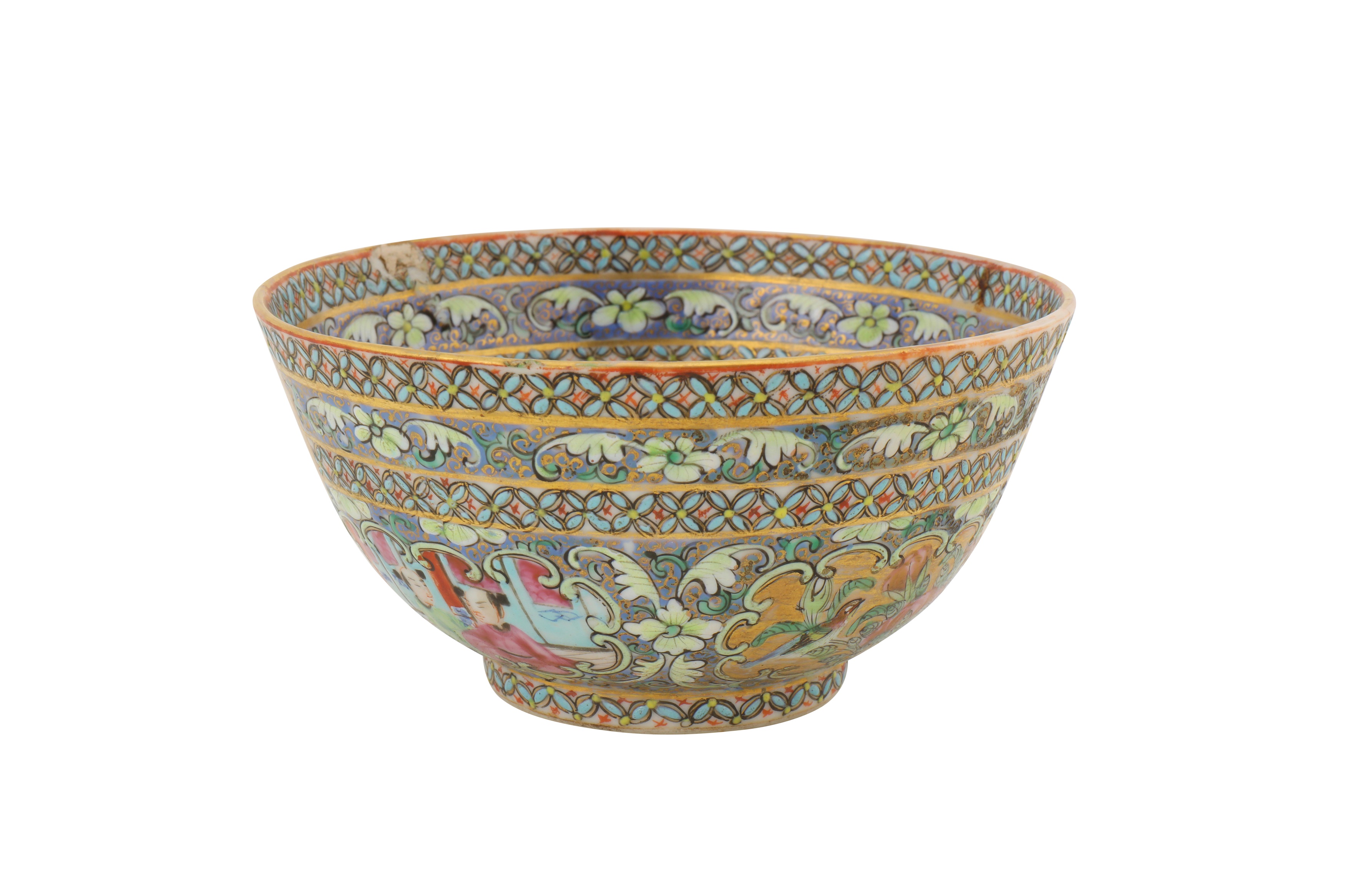 A MEDIUM-SIZED BOWL AND DISH AND SMALLER BOWL FROM THE ZILL AL-SULTAN CANTON PORCELAIN SERVICE - Image 6 of 17