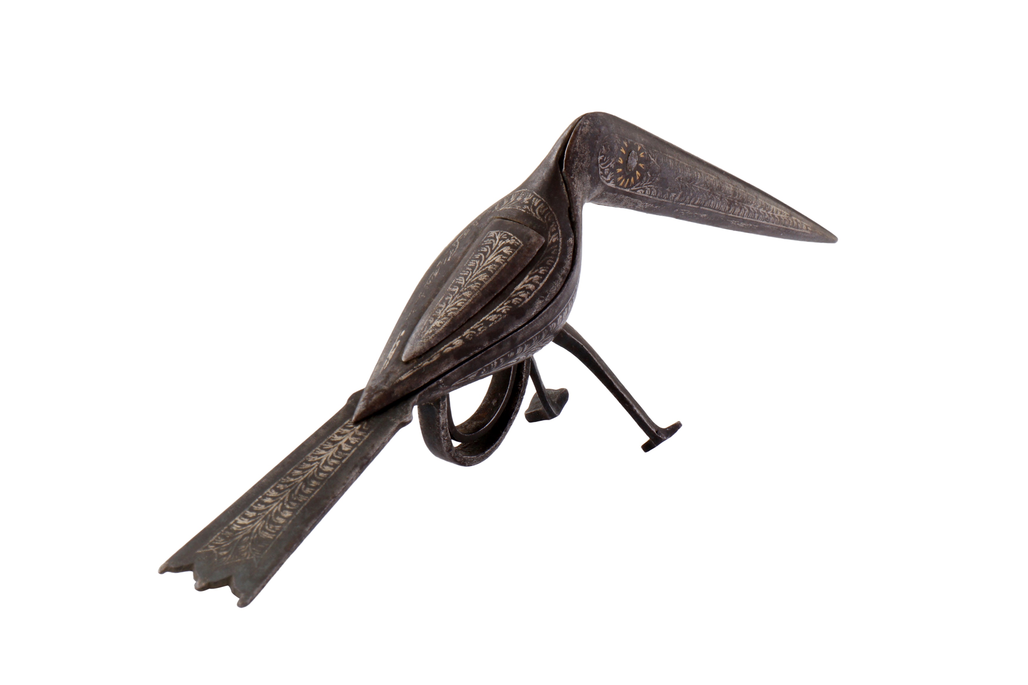 A PAIR 19TH CENTURY NORTH INDIAN KOFTGARI BIRD SHAPED CALLIGRAPHER'S SCISSORS - Image 2 of 4