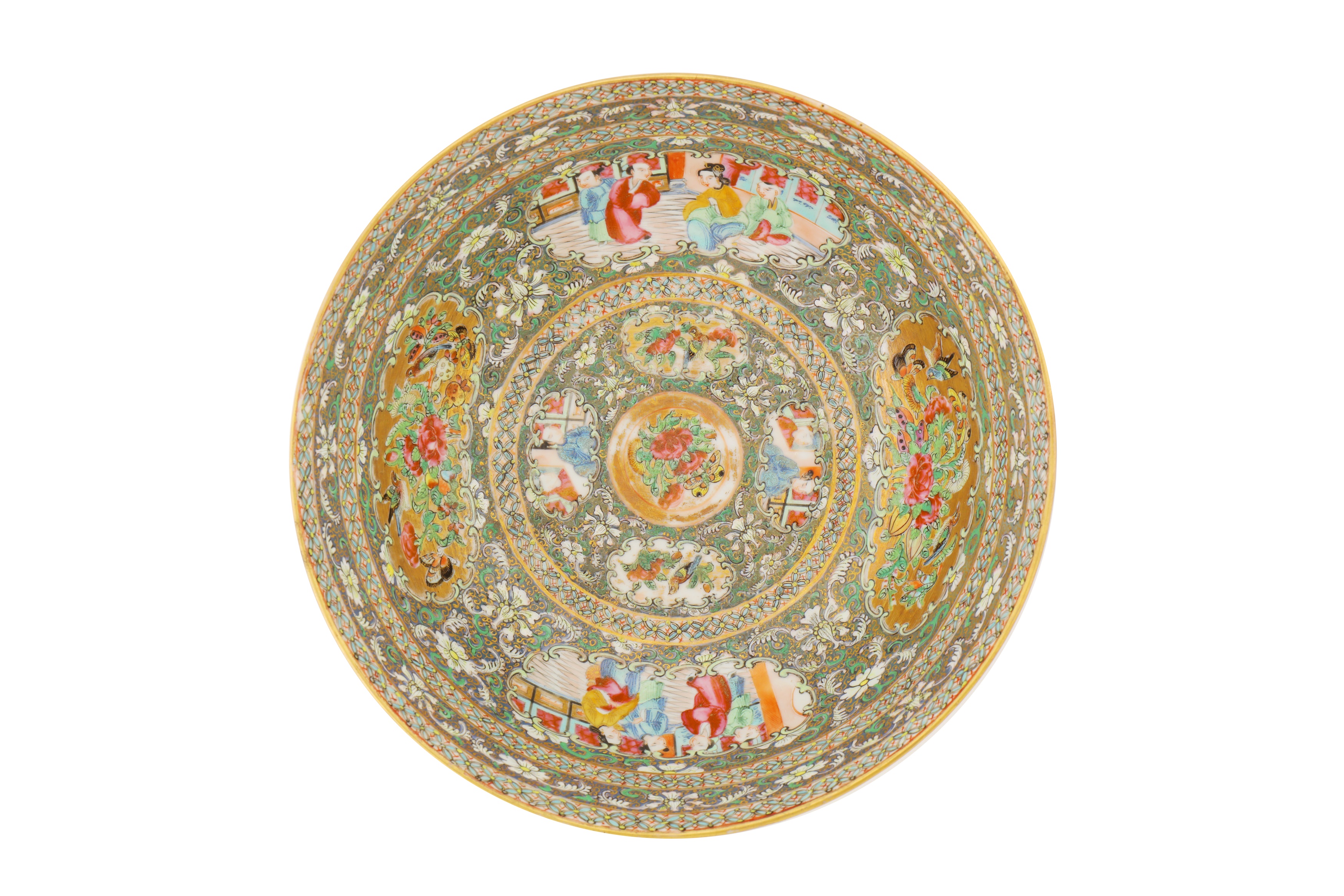 A MEDIUM SIZED BOWL AND DISH FROM THE ZILL AL-SULTAN CANTON PORCELAIN SERVICE - Image 7 of 8