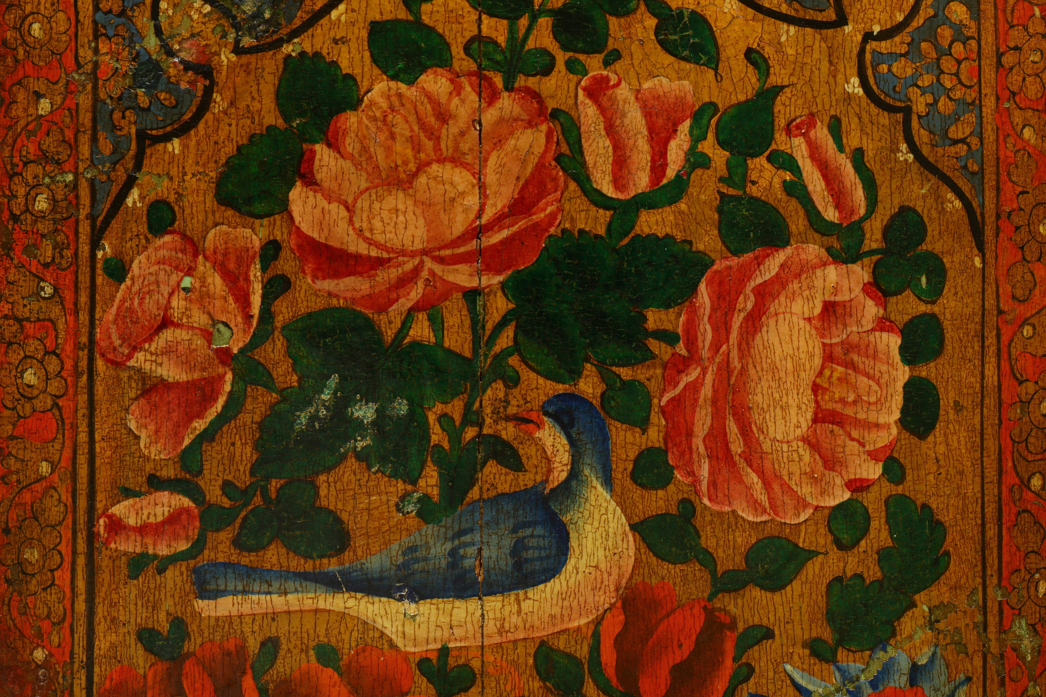 A 19TH CENTURY PERSIAN FOLDING FOUR PANEL SCREEN - Image 4 of 6