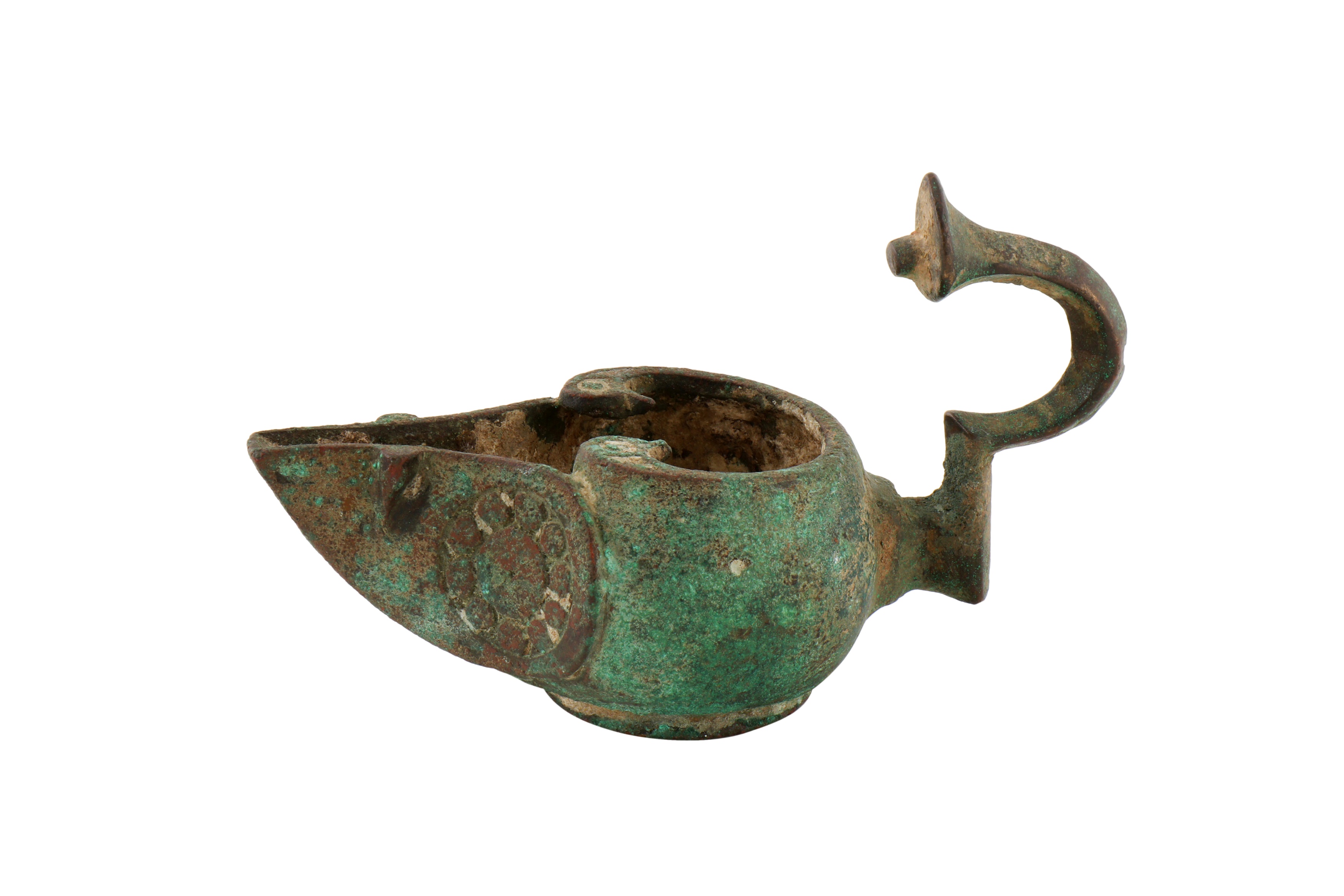 A 13TH CENTURY PERSIAN SELJUK BRONZE OIL LAMP - Image 2 of 3
