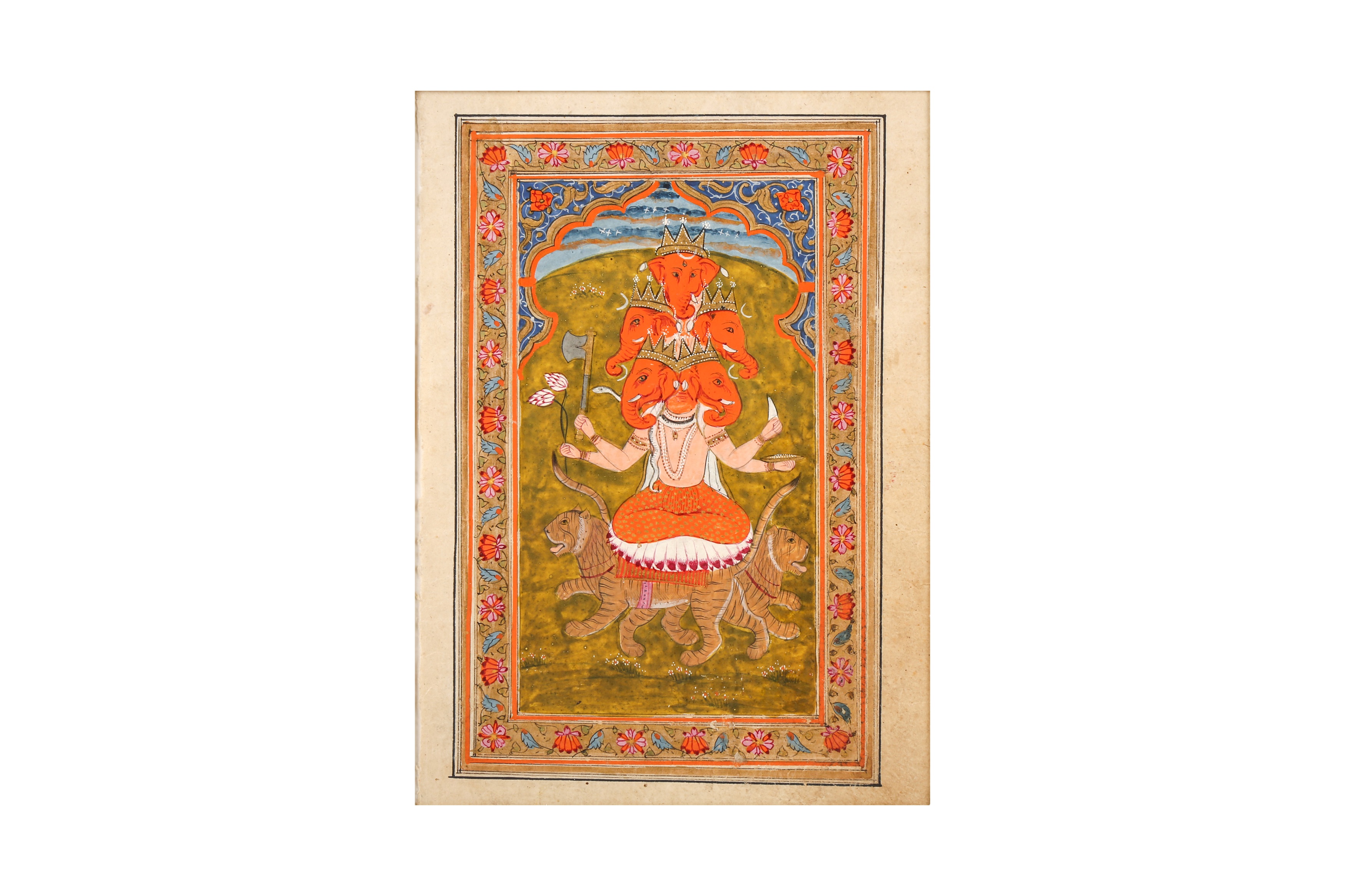 THREE 19TH-20TH CENTURY INDIAN PAINTINGS OF GANESH - Image 2 of 4