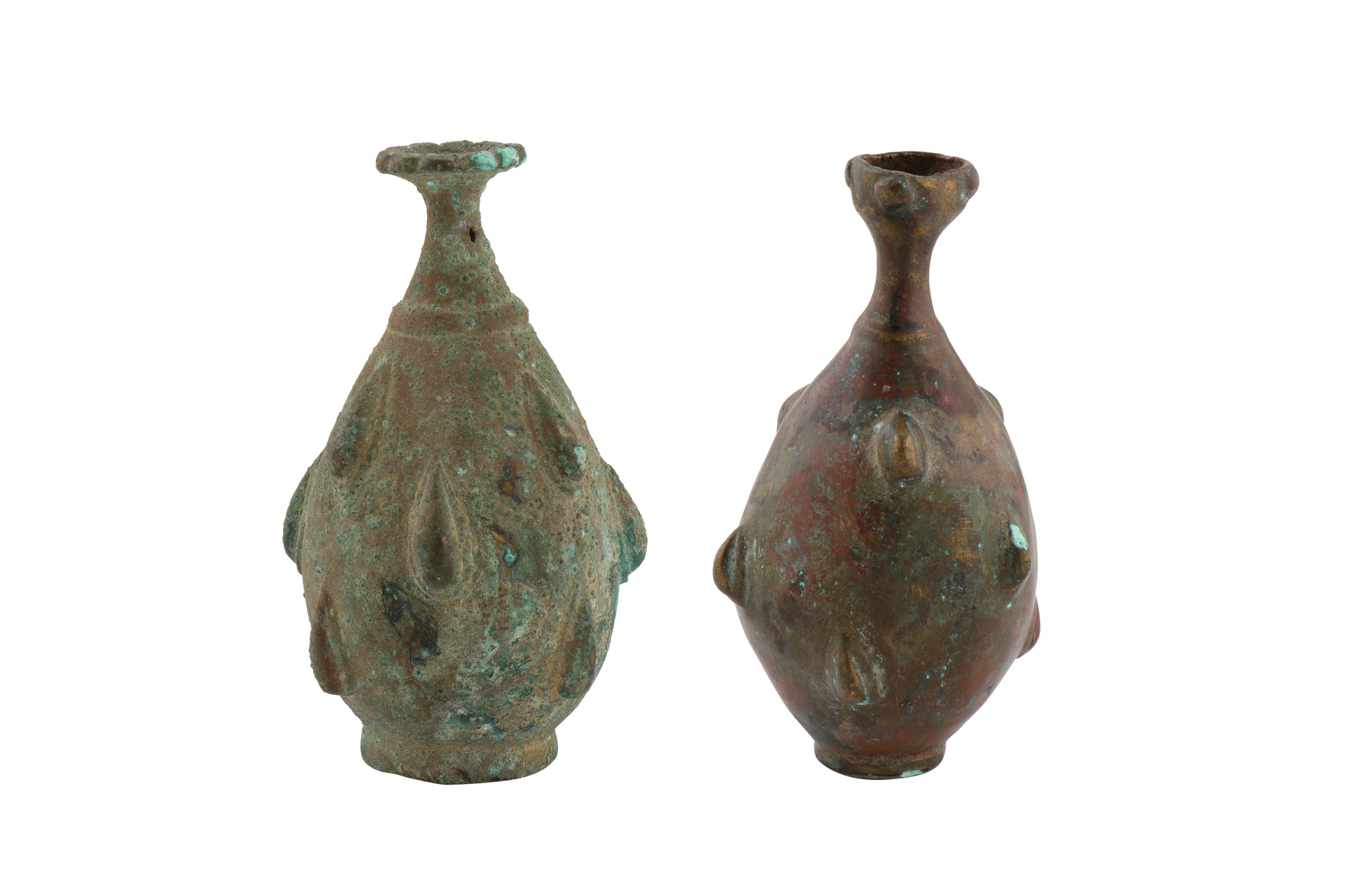 TWO 12TH-13TH CENTURY PERSIAN SELJUK BRONZE PERFUME BOTTLES - Image 2 of 2