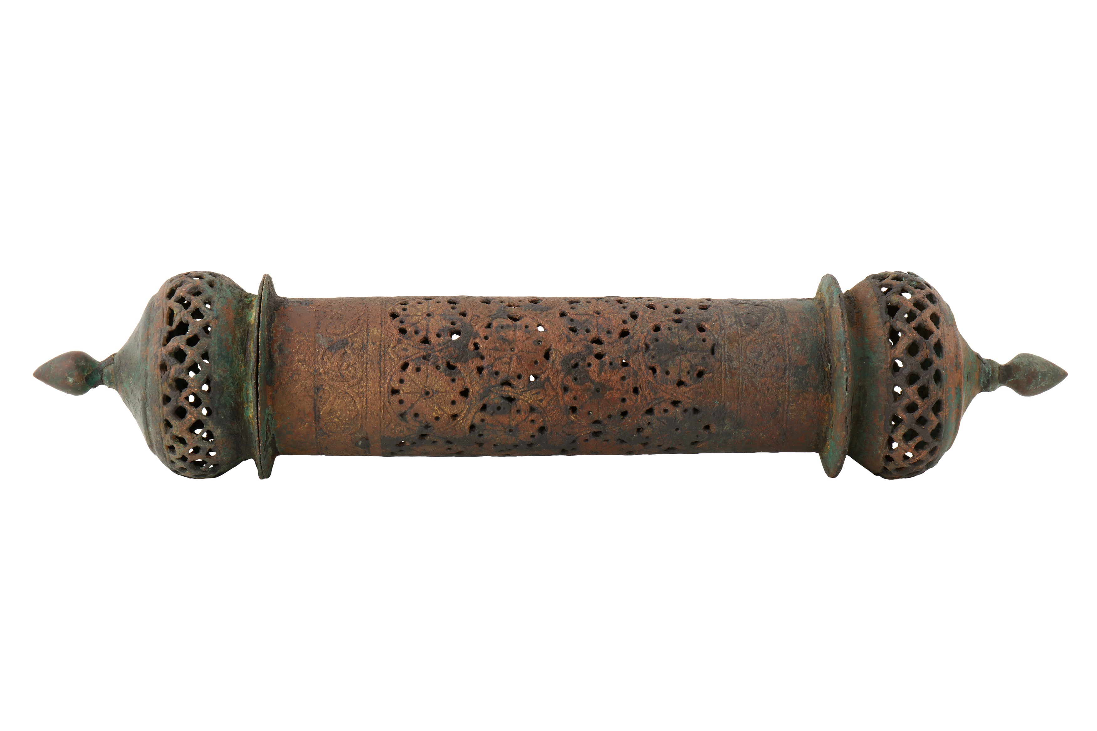 A LARGE 12TH-13TH CENTURY PERSIAN SELJUK OPEN WORK SCROLL HOLDER - Image 2 of 4