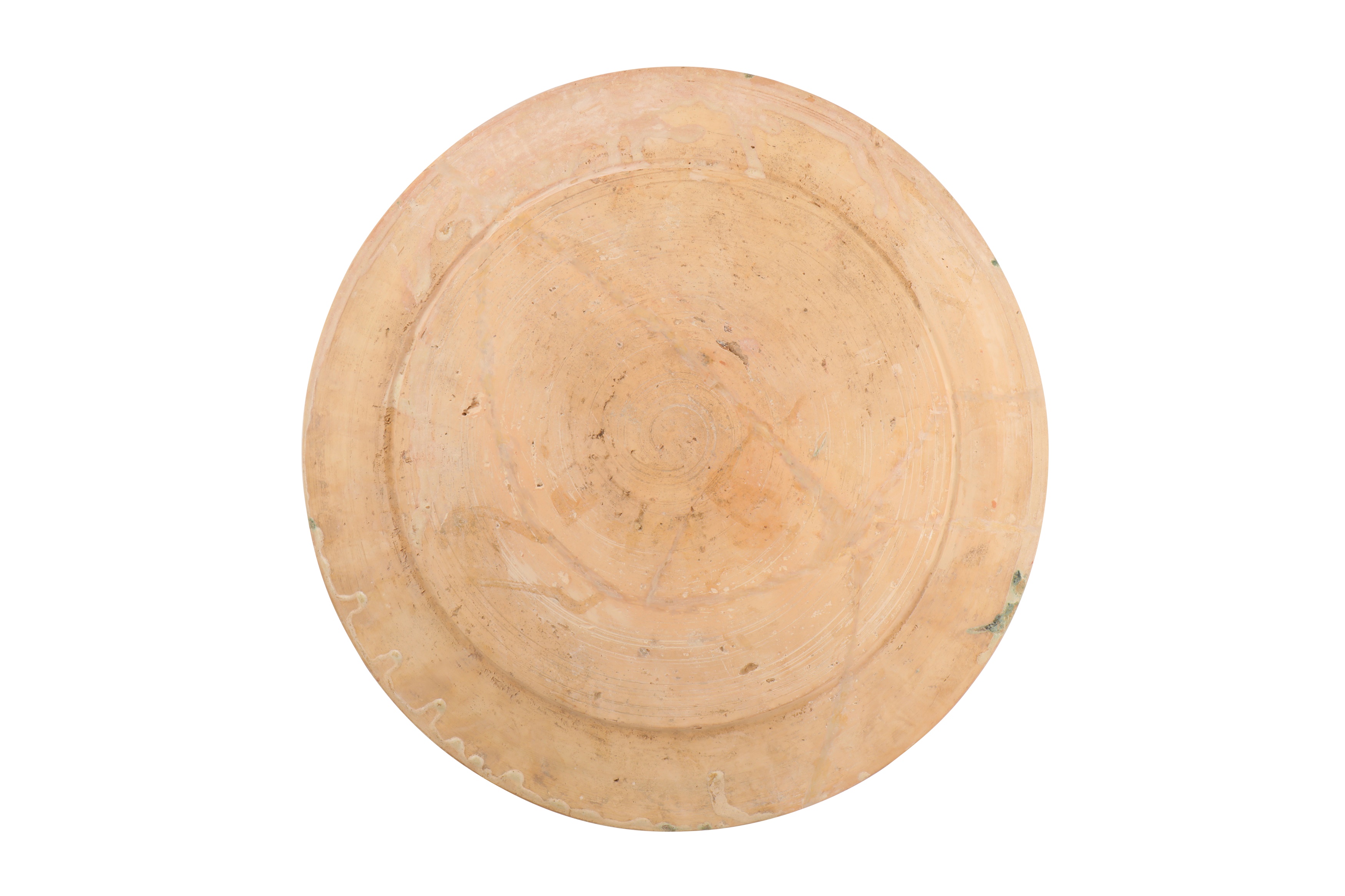 A RARE LARGE 9TH-10TH CENTURY MESOPOTAMIAN/ABBASID GLAZED POTTERY FLAT DISH - Image 3 of 3