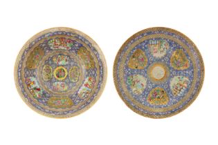 A LARGE BOWL AND DISH FROM THE ZILL AL-SULTAN CANTON PORCELAIN SERVICE PROPERTY OF A EUROPEAN COLLEC