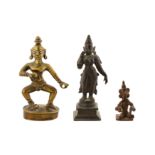 THREE INDIAN SMALL BRONZE FIGURES