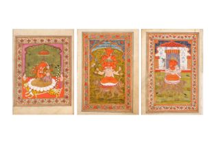 THREE 19TH-20TH CENTURY INDIAN PAINTINGS OF GANESH