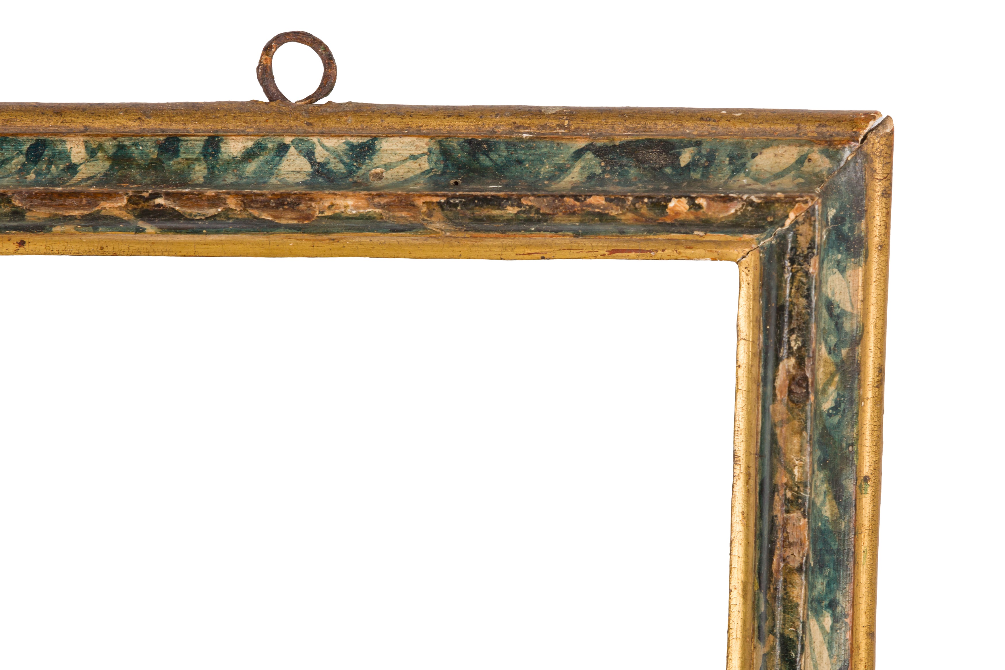 A PAIR OF ITLALIAN 17TH CENTURY STYLE CARVED, GILDED AND PAINTED FRAMES - Image 3 of 5