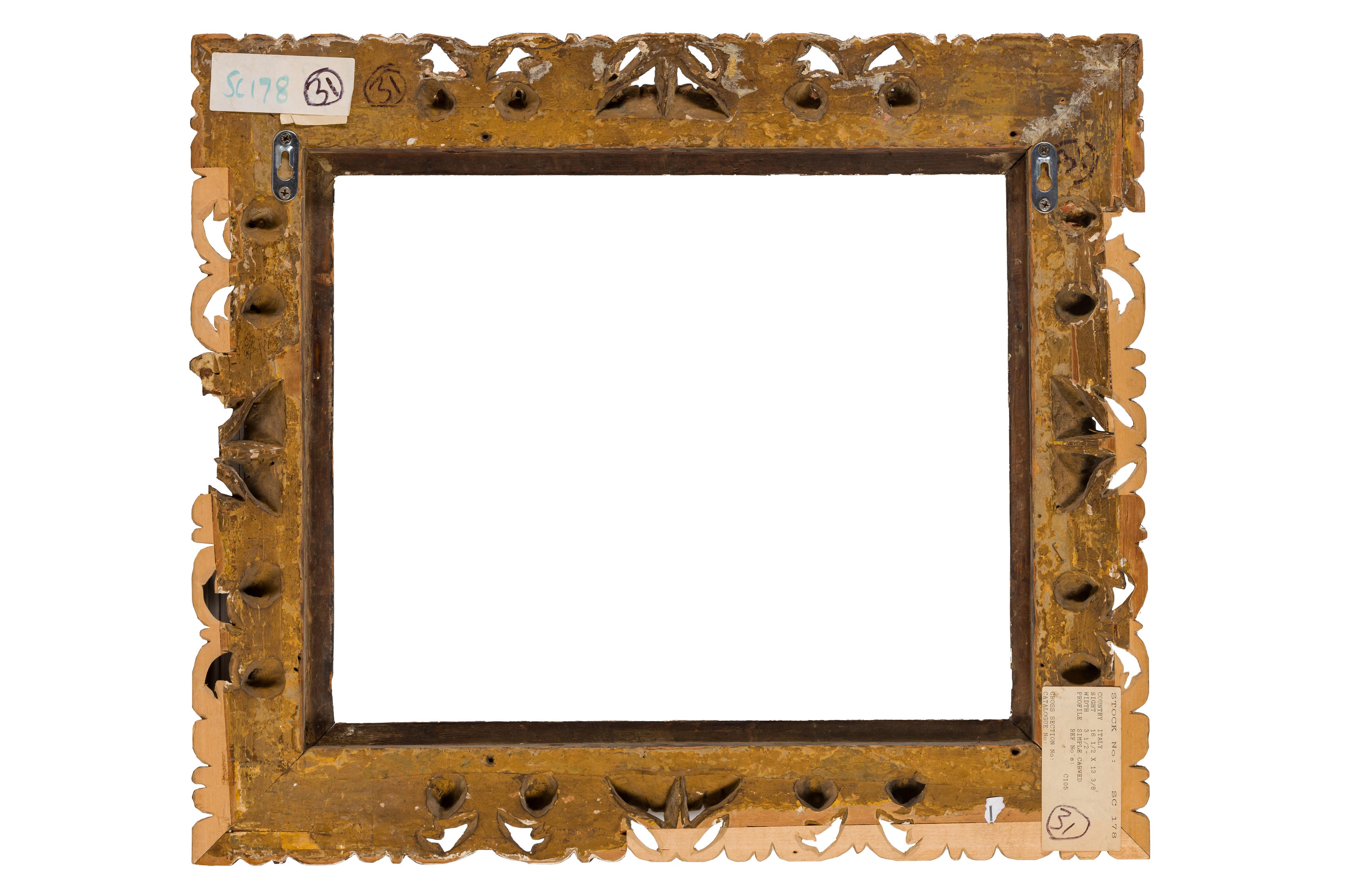 A FLORENTINE 18TH CENTURY CARVED, PIERCED AND GILDED FRAME - Image 3 of 4