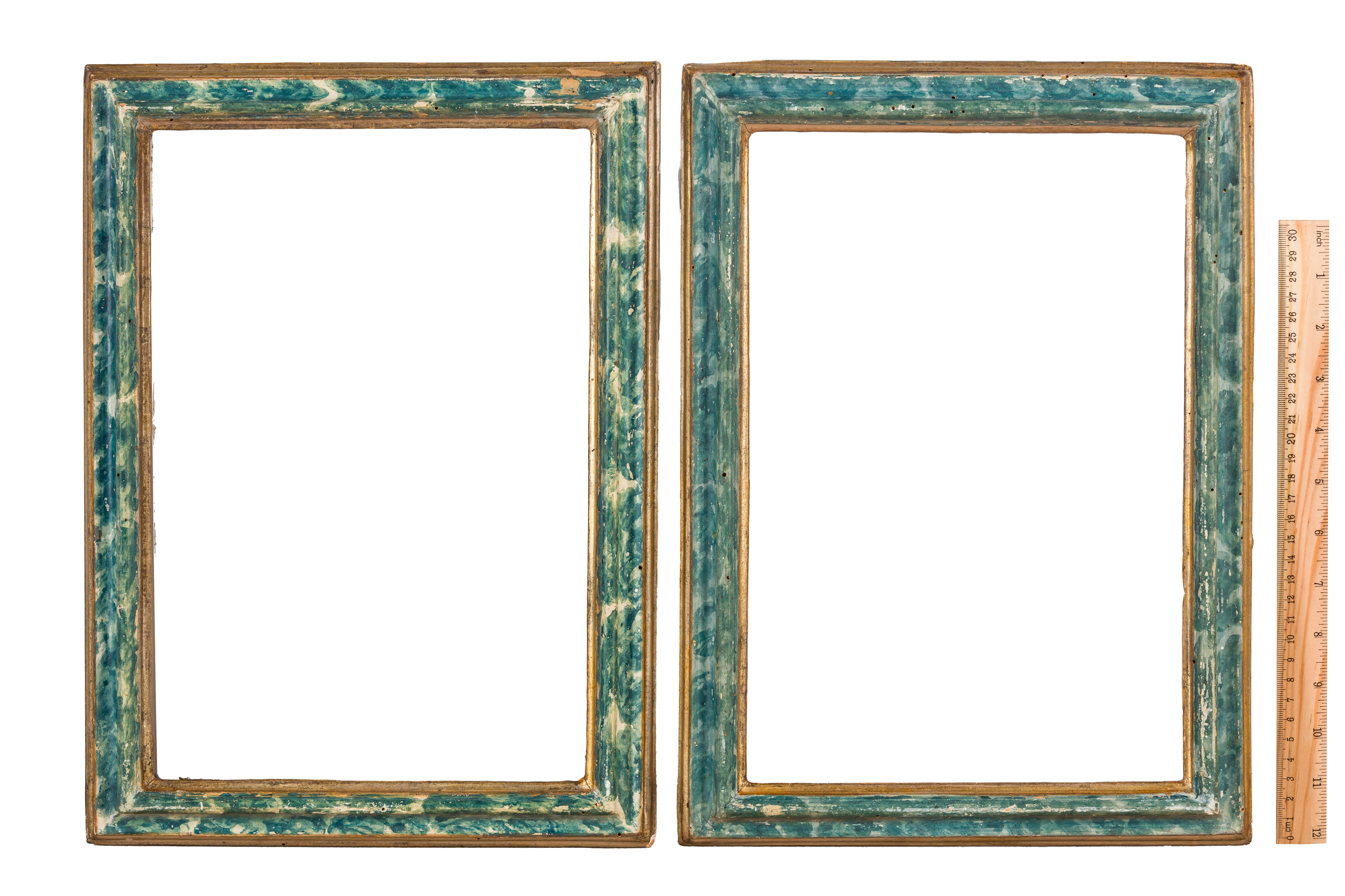 A PAIR OF ITLALIAN 17TH CENTURY STYLE CARVED, GILDED AND PAINTED FRAME - Image 5 of 5