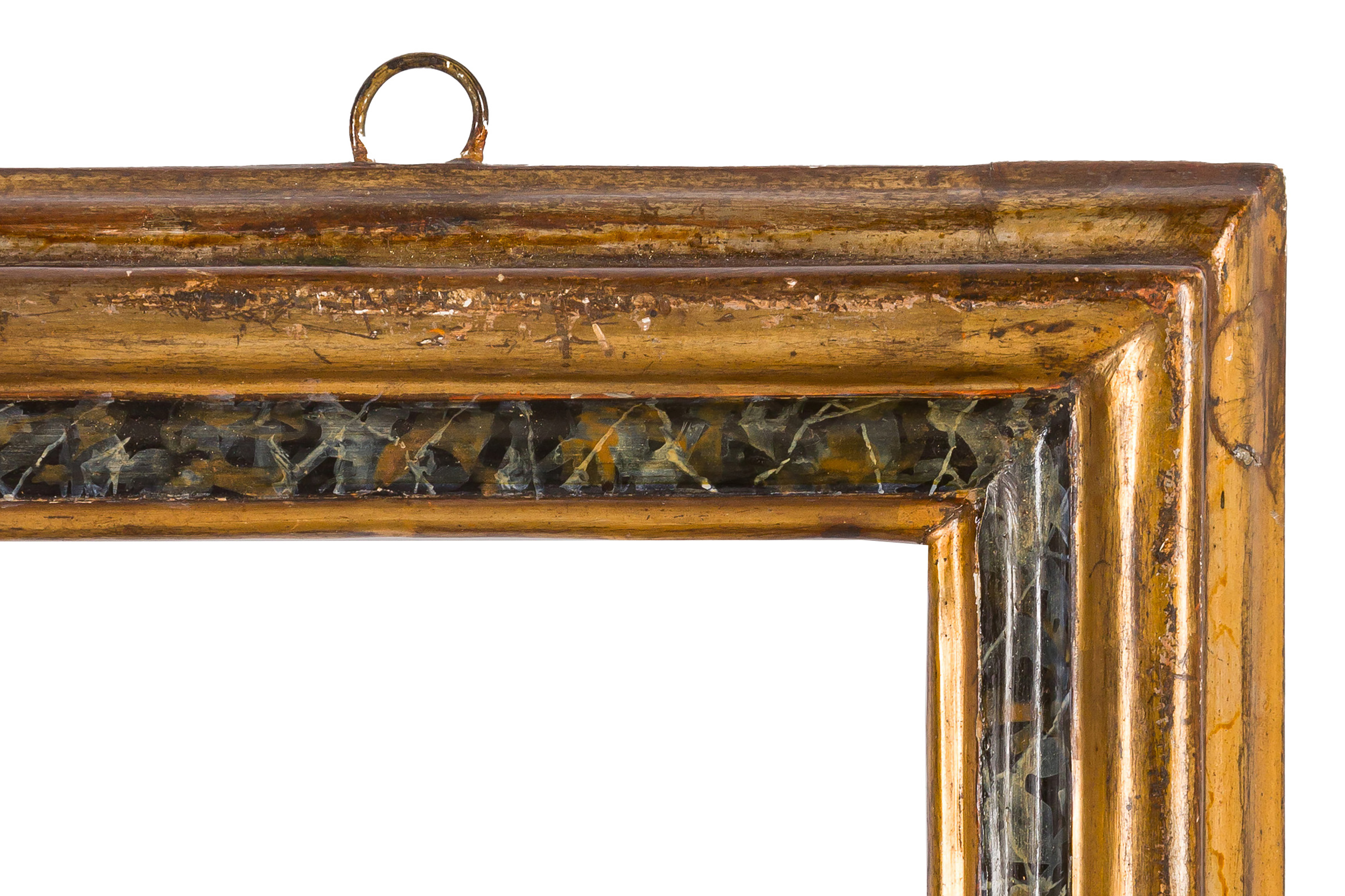 AN ITLALIAN 17TH CENTURY STYLE CARVED, GILDED AND PAINTED FRAME - Image 2 of 4