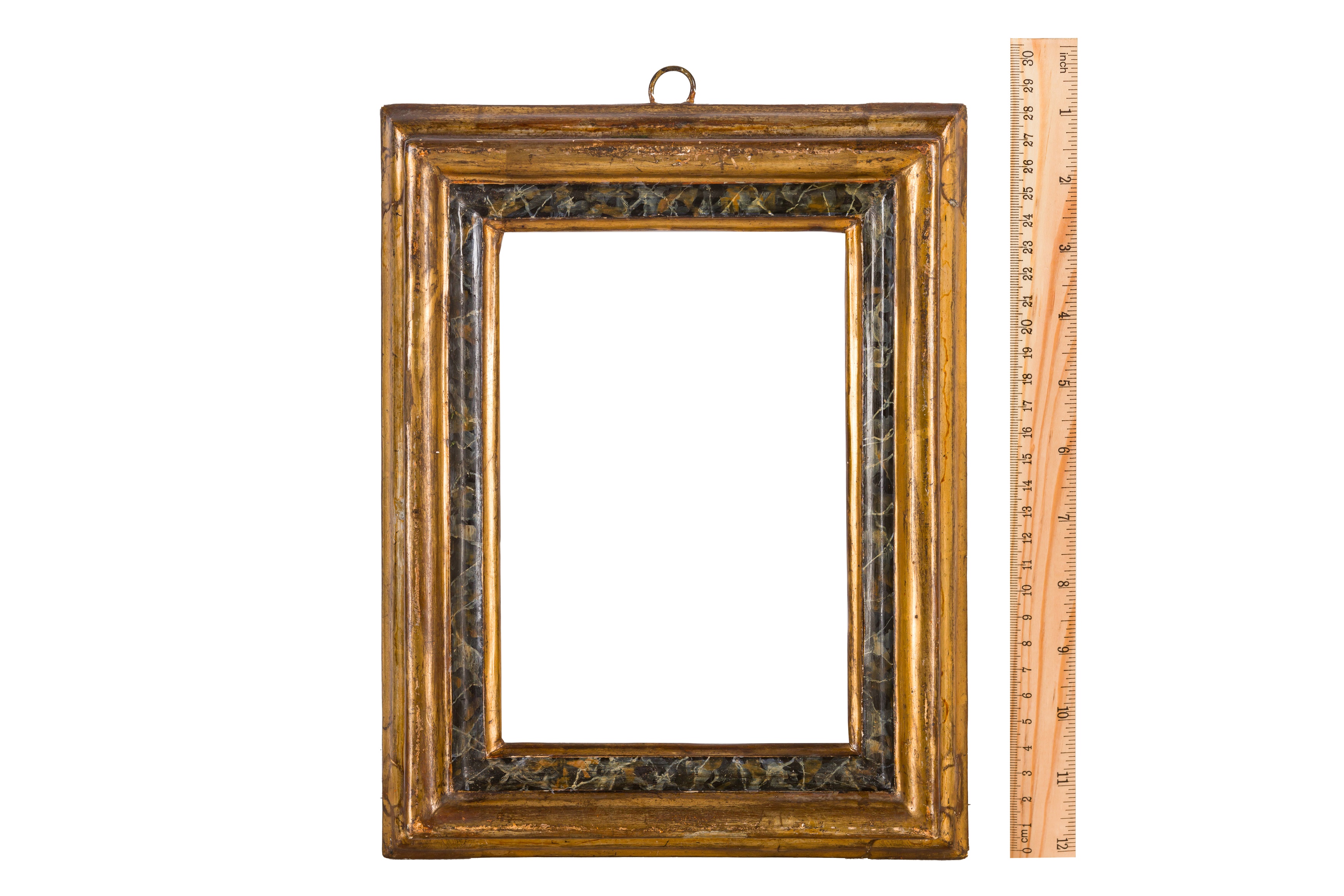 AN ITLALIAN 17TH CENTURY STYLE CARVED, GILDED AND PAINTED FRAME - Image 4 of 4