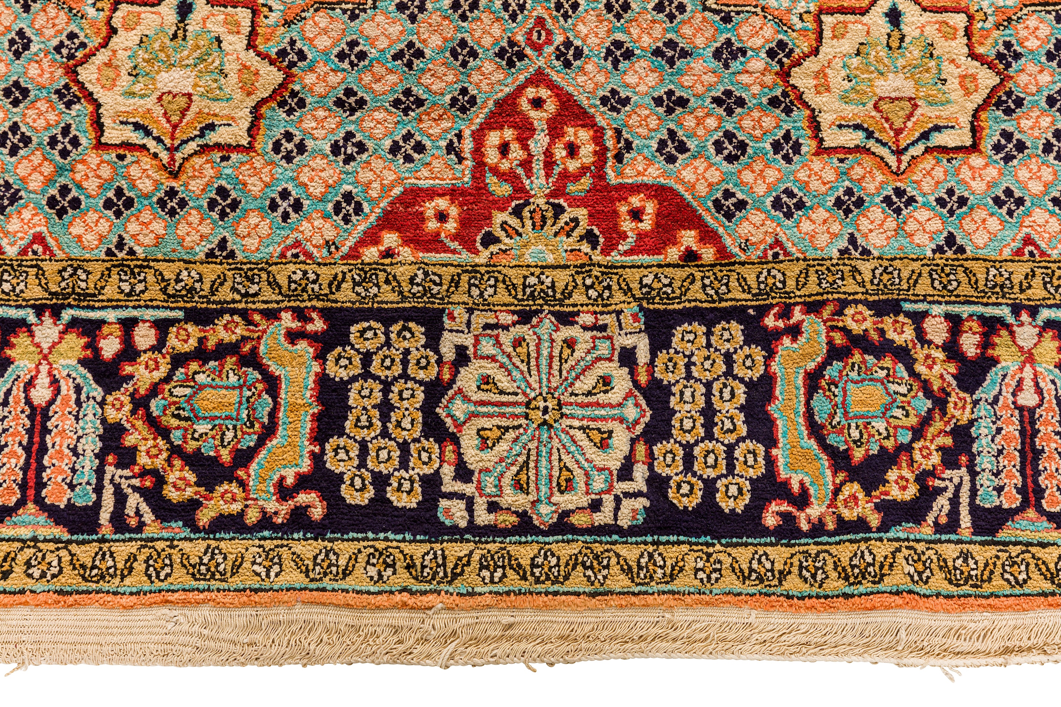 A FINE SILK QUM PRAYER RUG, CENTRAL PERSIA - Image 6 of 8