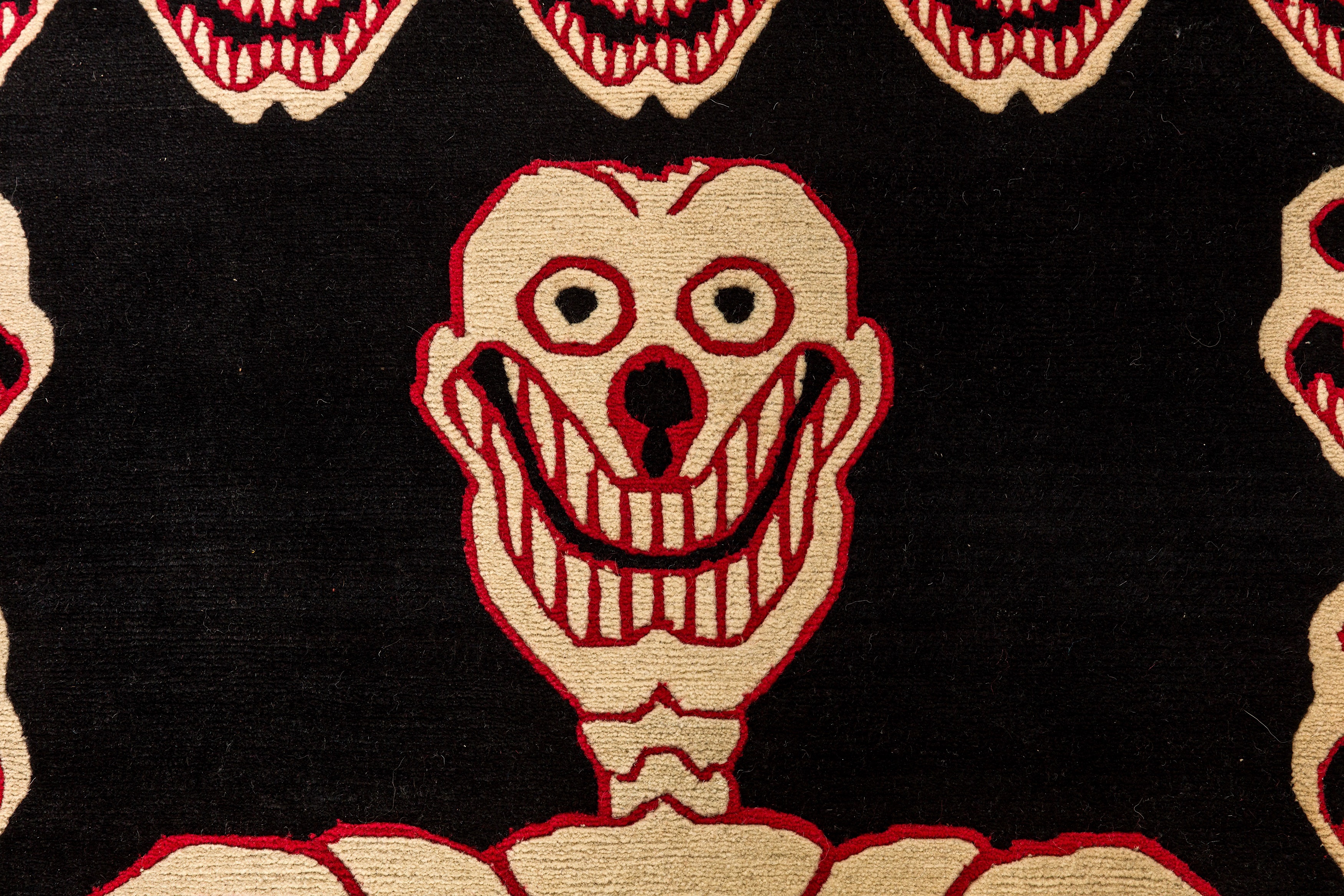 A VERY UNUSUAL TIBETAN SKELETON TANTRIC RUG - Image 3 of 9