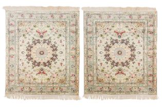 A PAIR OF VERY FINE PART SILK TABRIZ RUGS, NORTH-WEST PERSIA