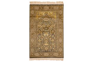 AN EXTREMELY FINE KASHMIR SILK PRAYER RUG