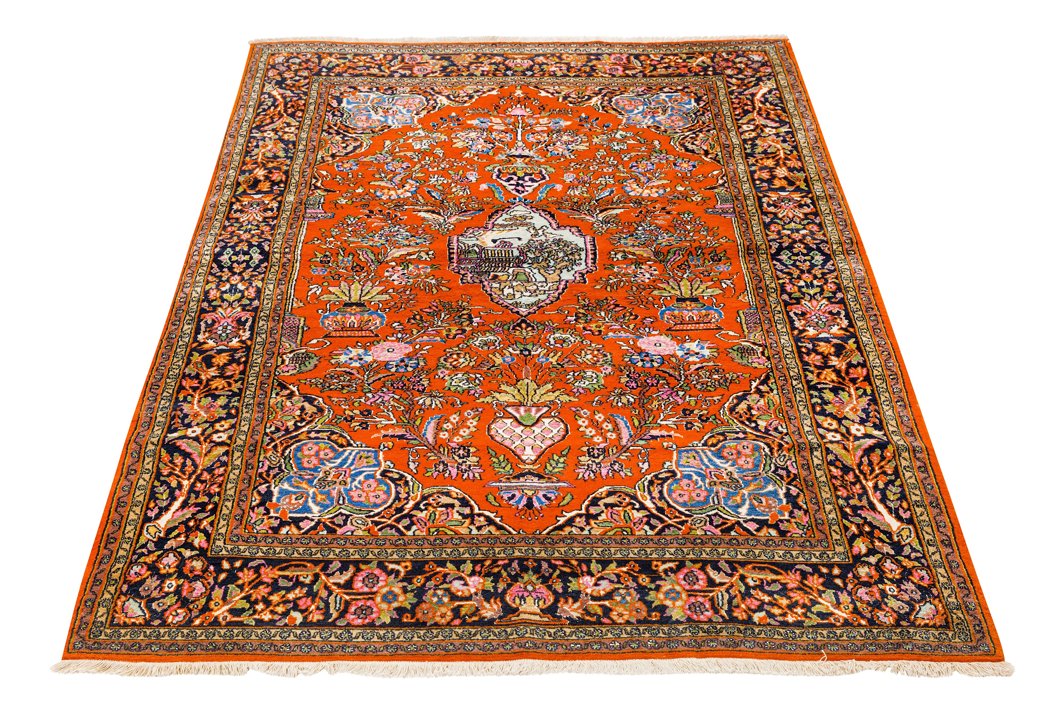 AN UNUSUAL VERY FINE PART SILK INDIAN RUG - Image 2 of 8