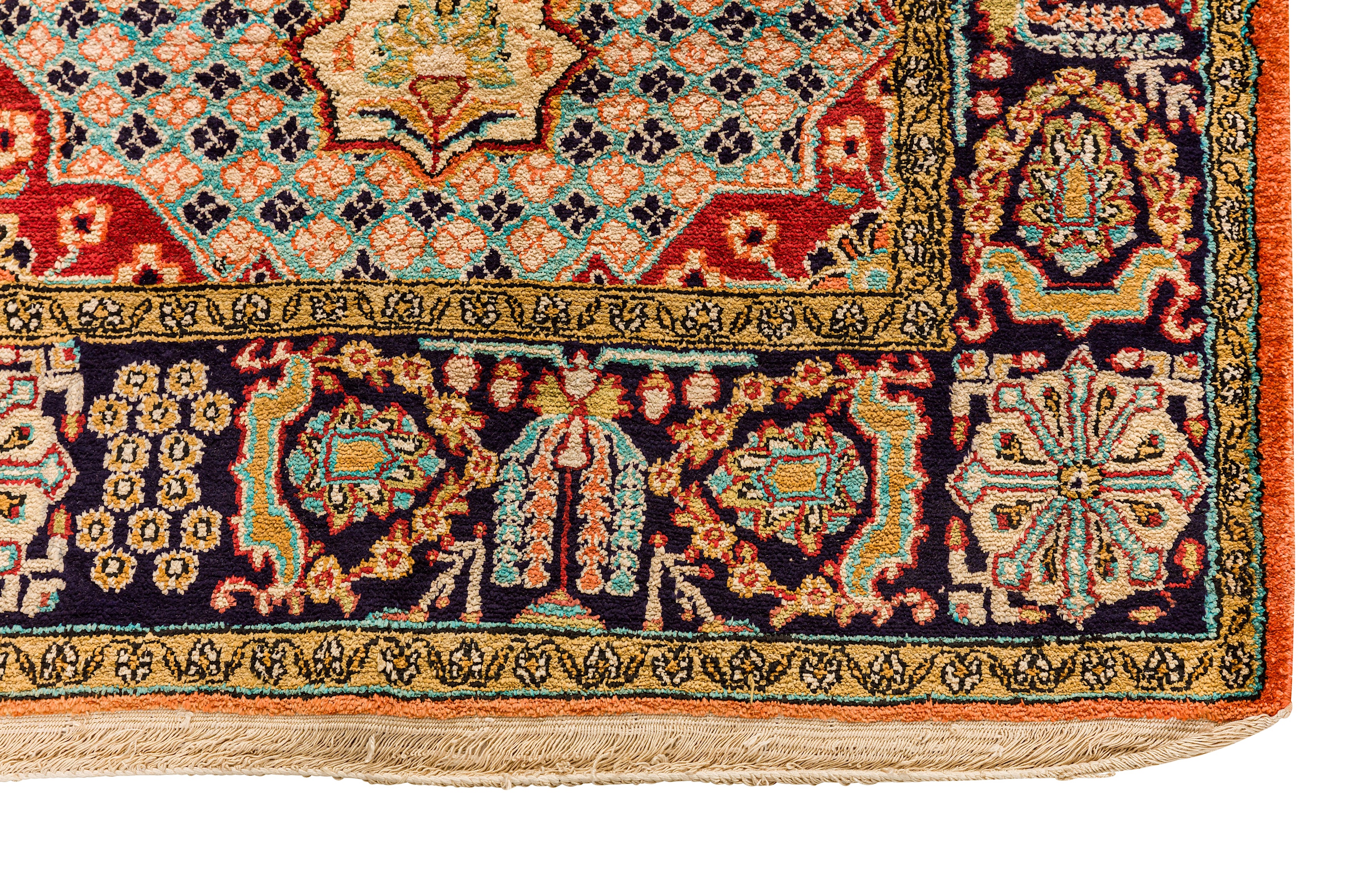 A FINE SILK QUM PRAYER RUG, CENTRAL PERSIA - Image 7 of 8