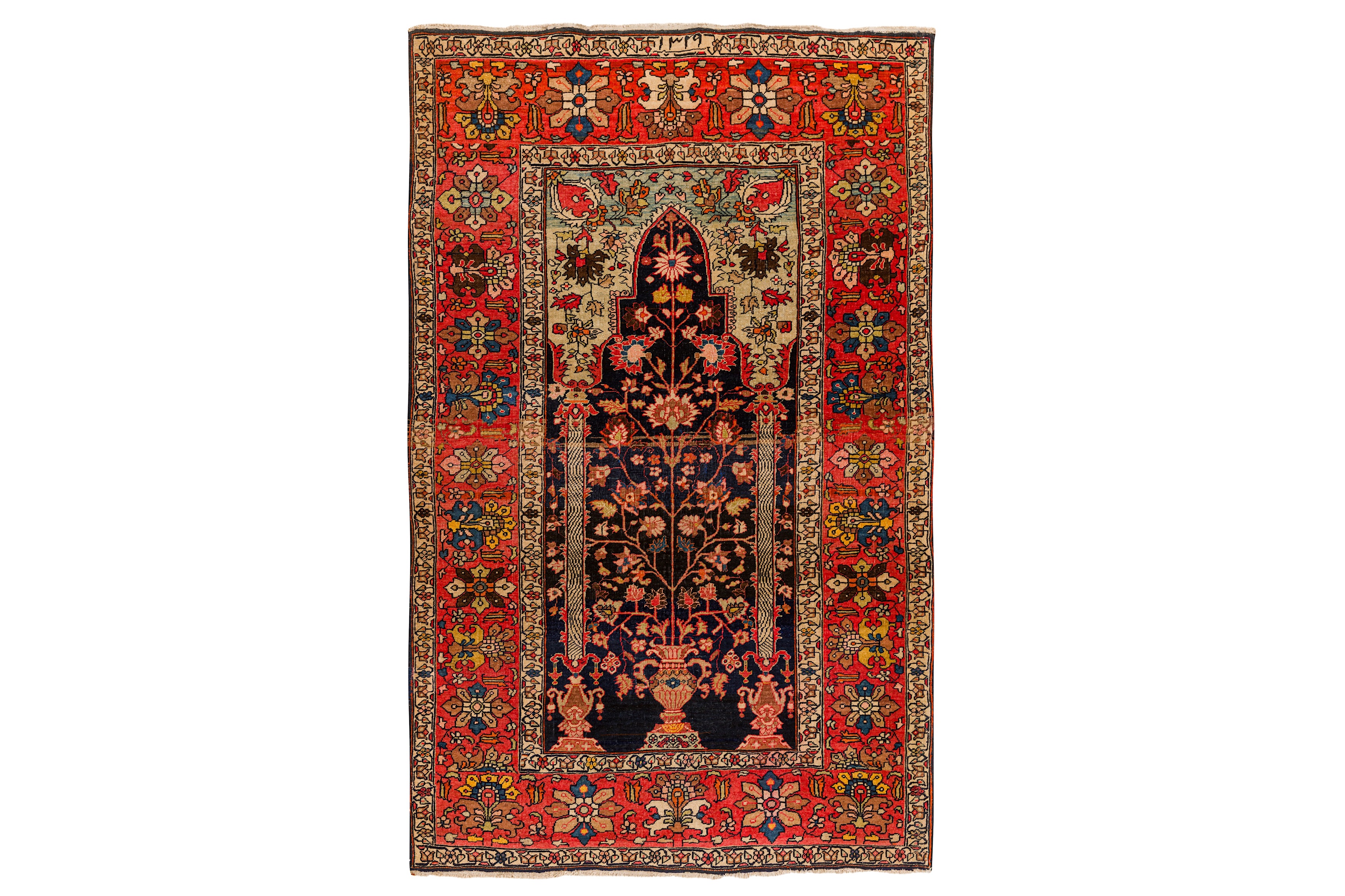 AN ANTIQUE SAROUK-FERAGHAN PRAYER RUG, WEST PERSIA