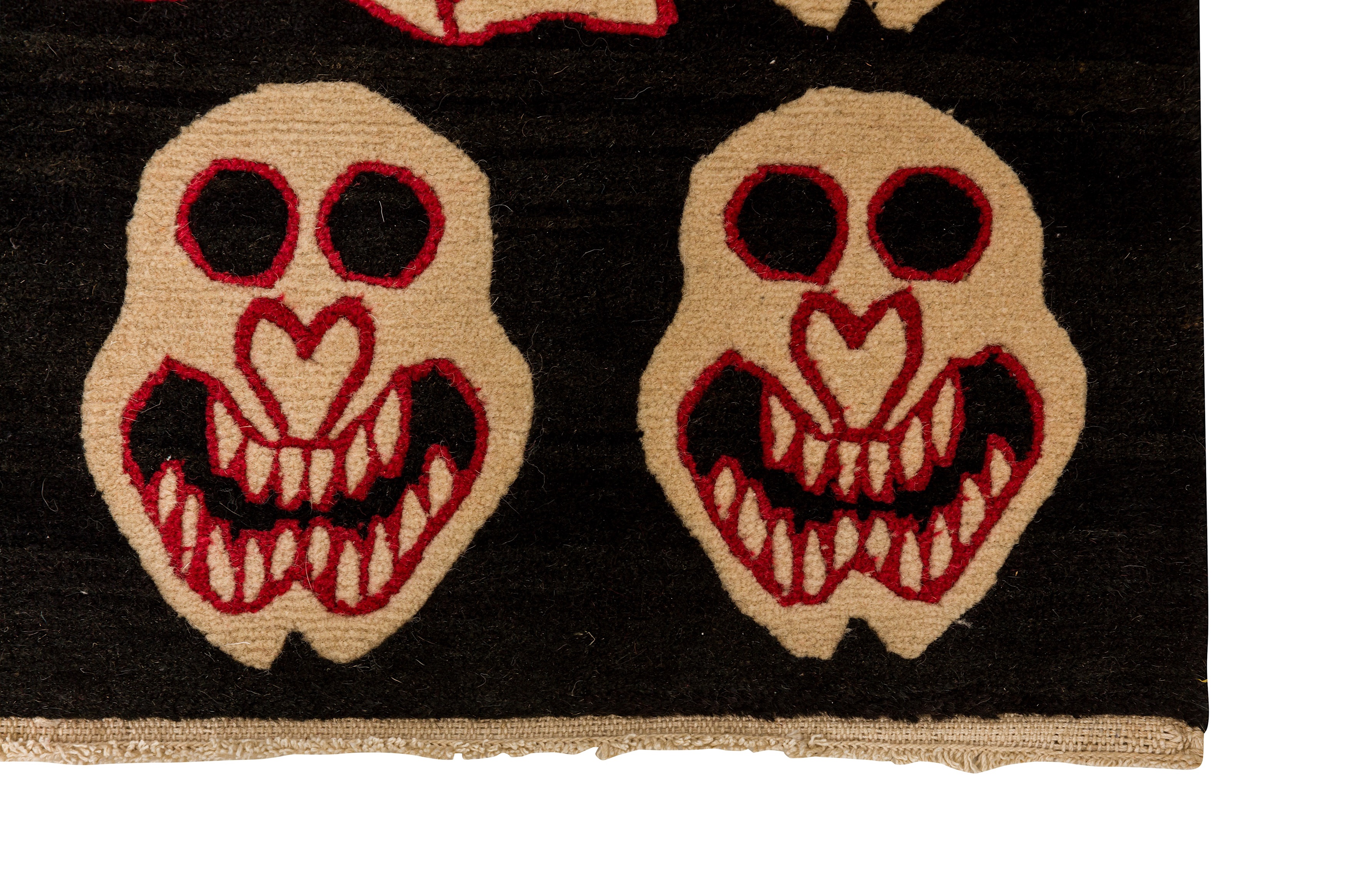 A VERY UNUSUAL TIBETAN SKELETON TANTRIC RUG - Image 8 of 9