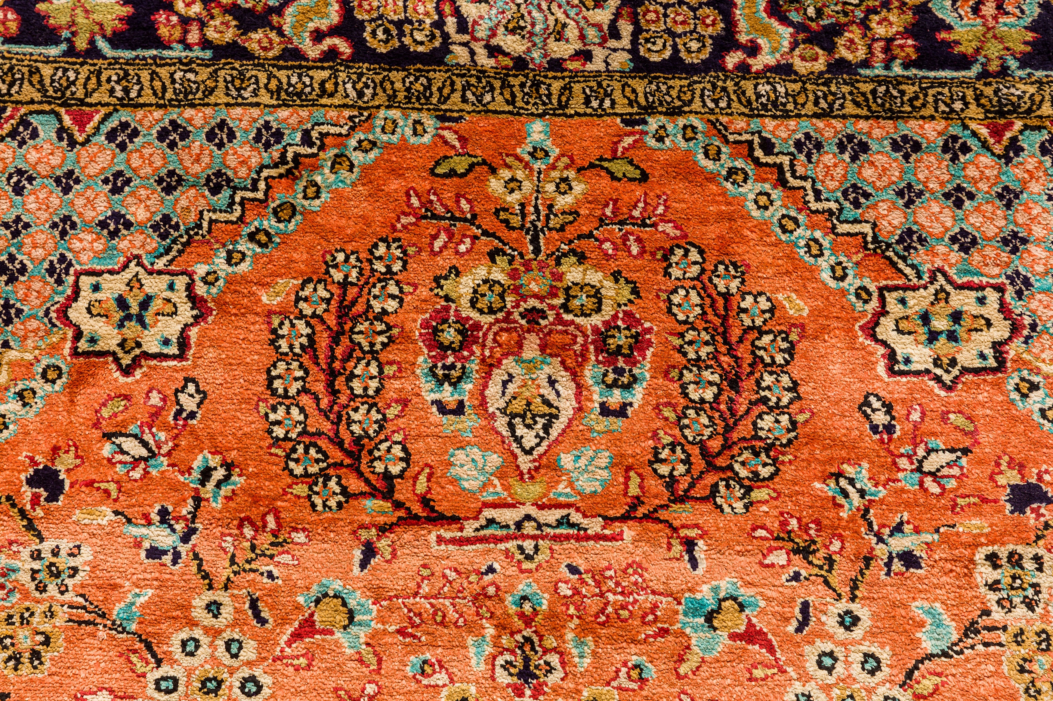 A FINE SILK QUM PRAYER RUG, CENTRAL PERSIA - Image 3 of 8