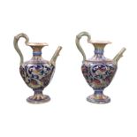 ALBERTO RUBBOLI, A PAIR OF RENAISSANCE REVIVAL MAIOLICA EWERS