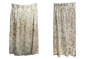 TWO SILK EMBROIDERED CURTAINS OF DIFFERING SIZES