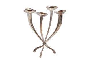A SPANISH MODERNIST SILVER FOUR BRANCH CANDLEABRA
