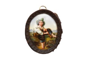 A GERMAN HAND PAINTED PORCELAIN PLAQUE, LATE 19THCENTURY