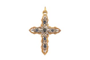 A SAPPHIRE CROSS PENDANT