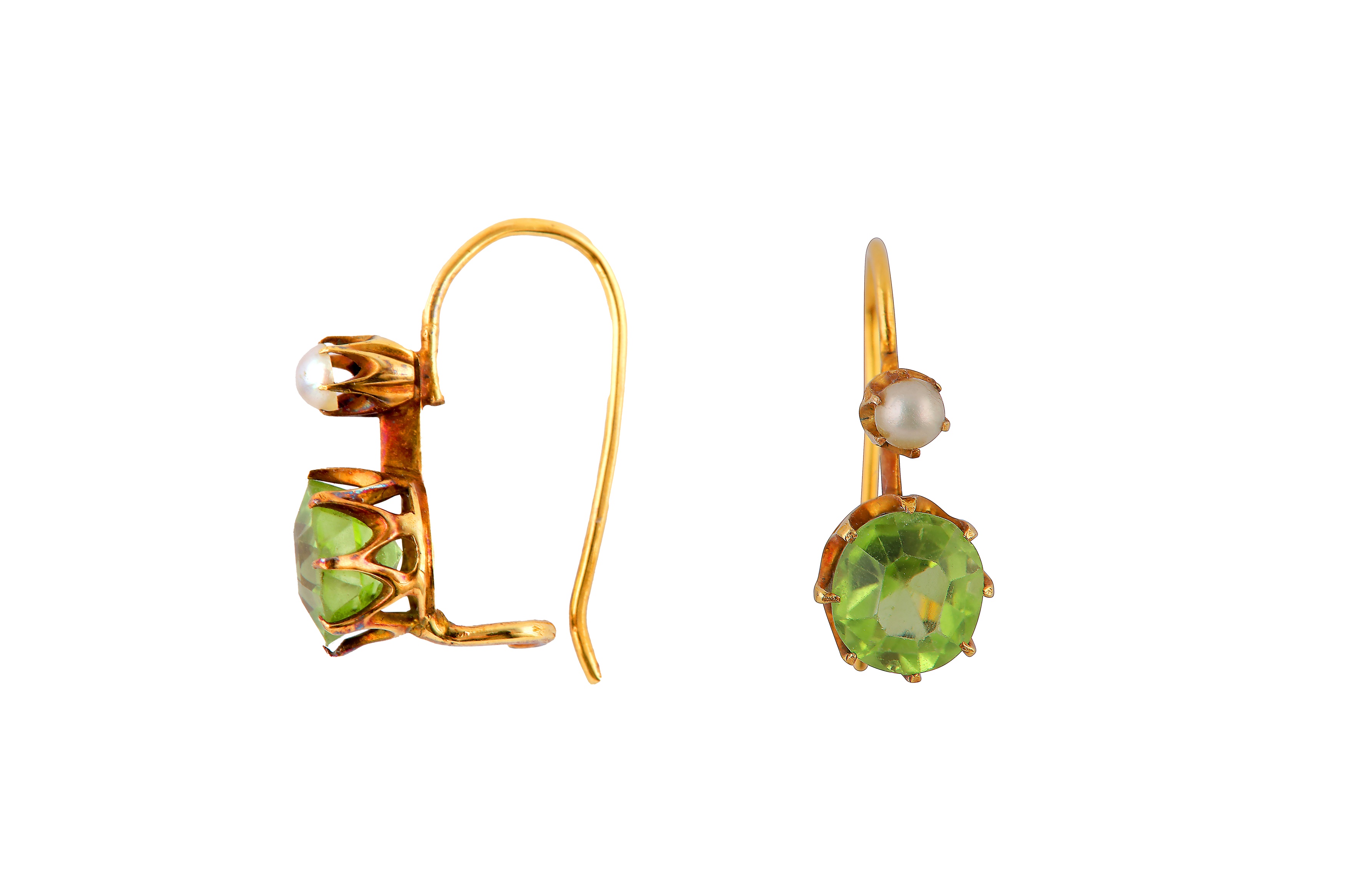 A PERIDOT AND SEED PEARL NECKLACE AND EARRING SUITE - Image 6 of 6