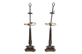 SIMON LOSCERTALES BONA, SPAIN; A PAIR OF LOUIS PHILIPPE STYLE SILVER PLATED TABLE LAMPS
