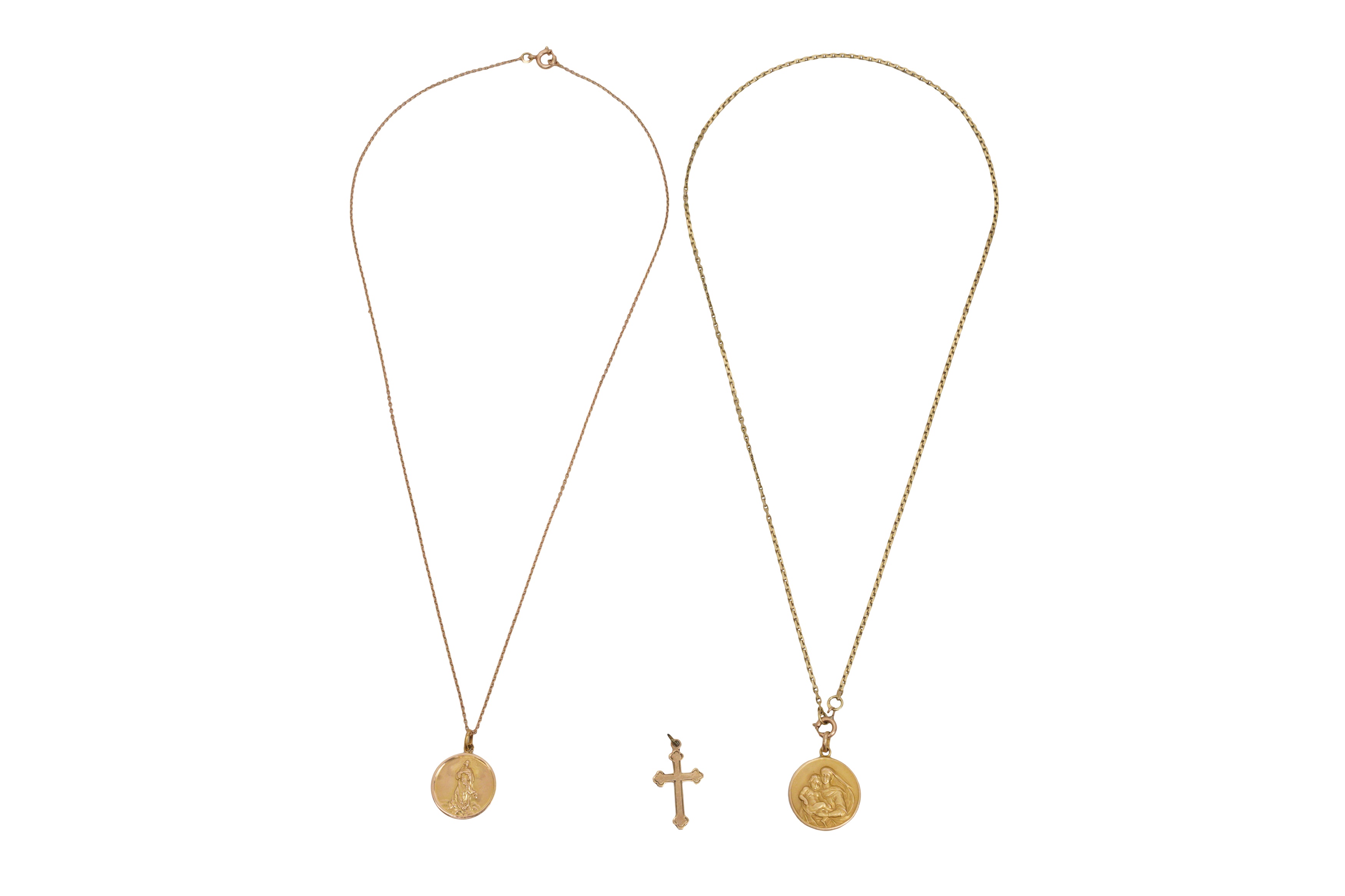 TWO RELIGIOUS PENDANT NECKLACES AND A CROSS - Image 2 of 2