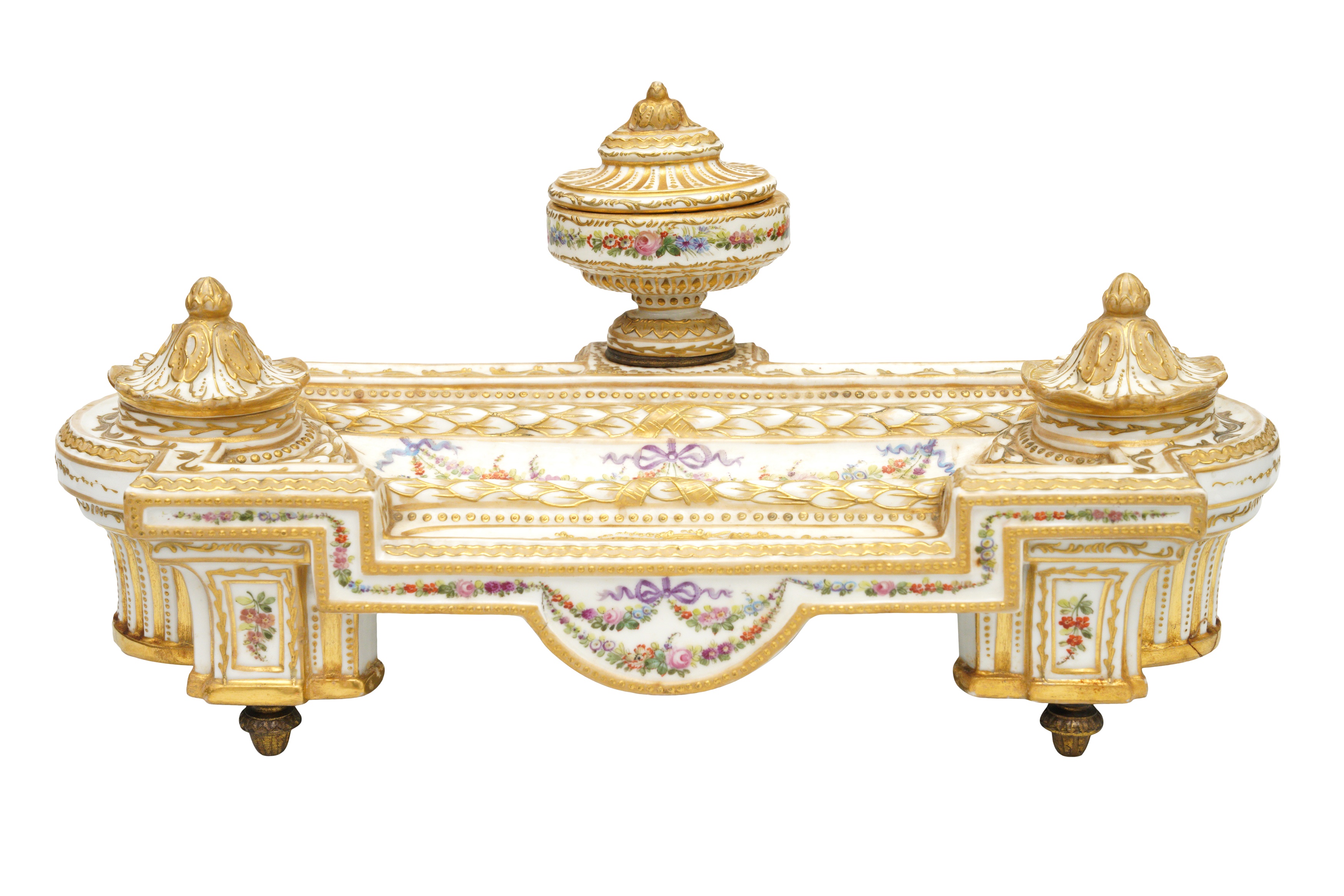 A FRENCH PARIS PORCELAIN PEN TRAY OF NEOCLASSICAL DESIGN, LATE 19TH CENTURY