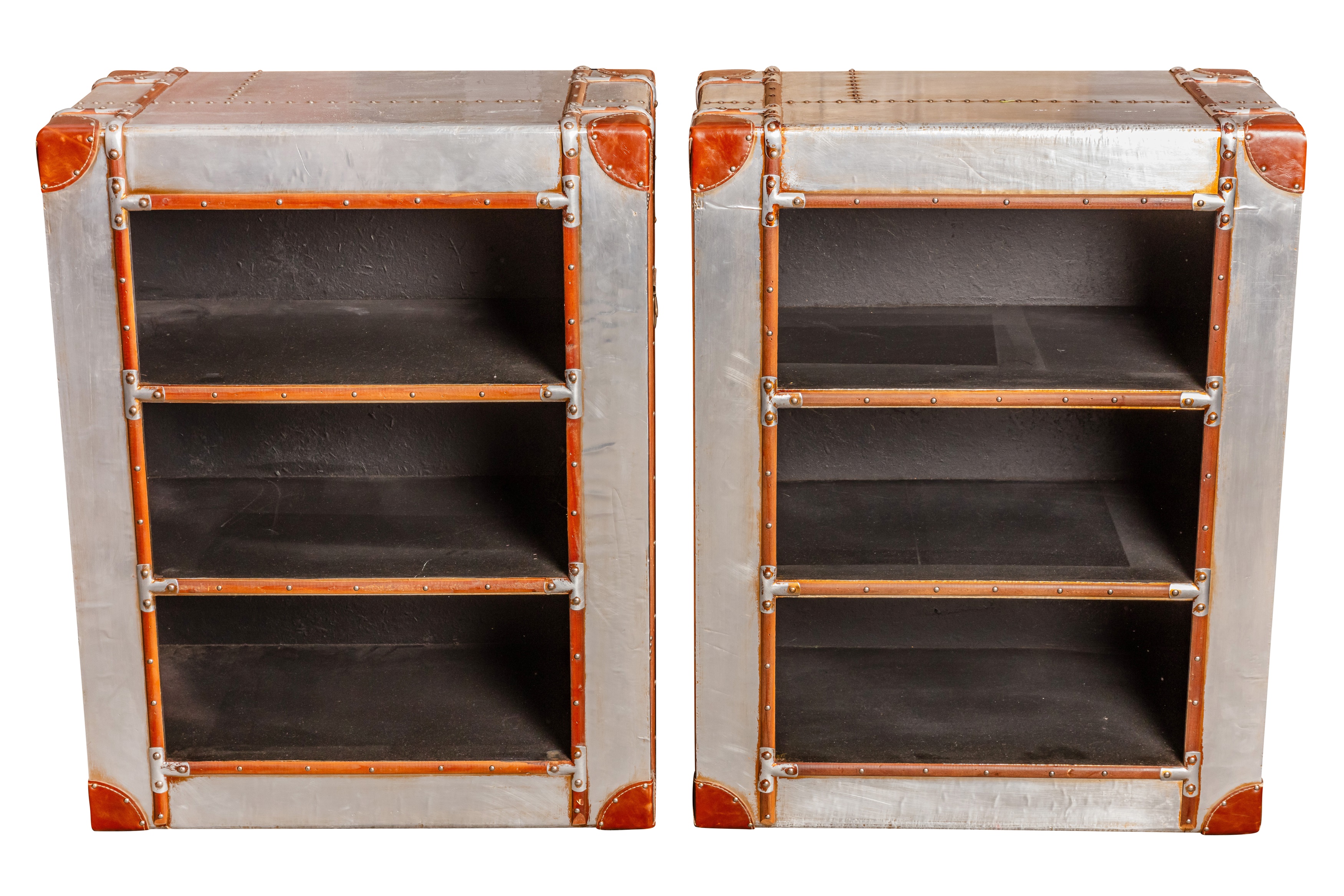 A PAIR OF AVIATION-INSPIRED OPEN BOOKCASES - Image 2 of 3