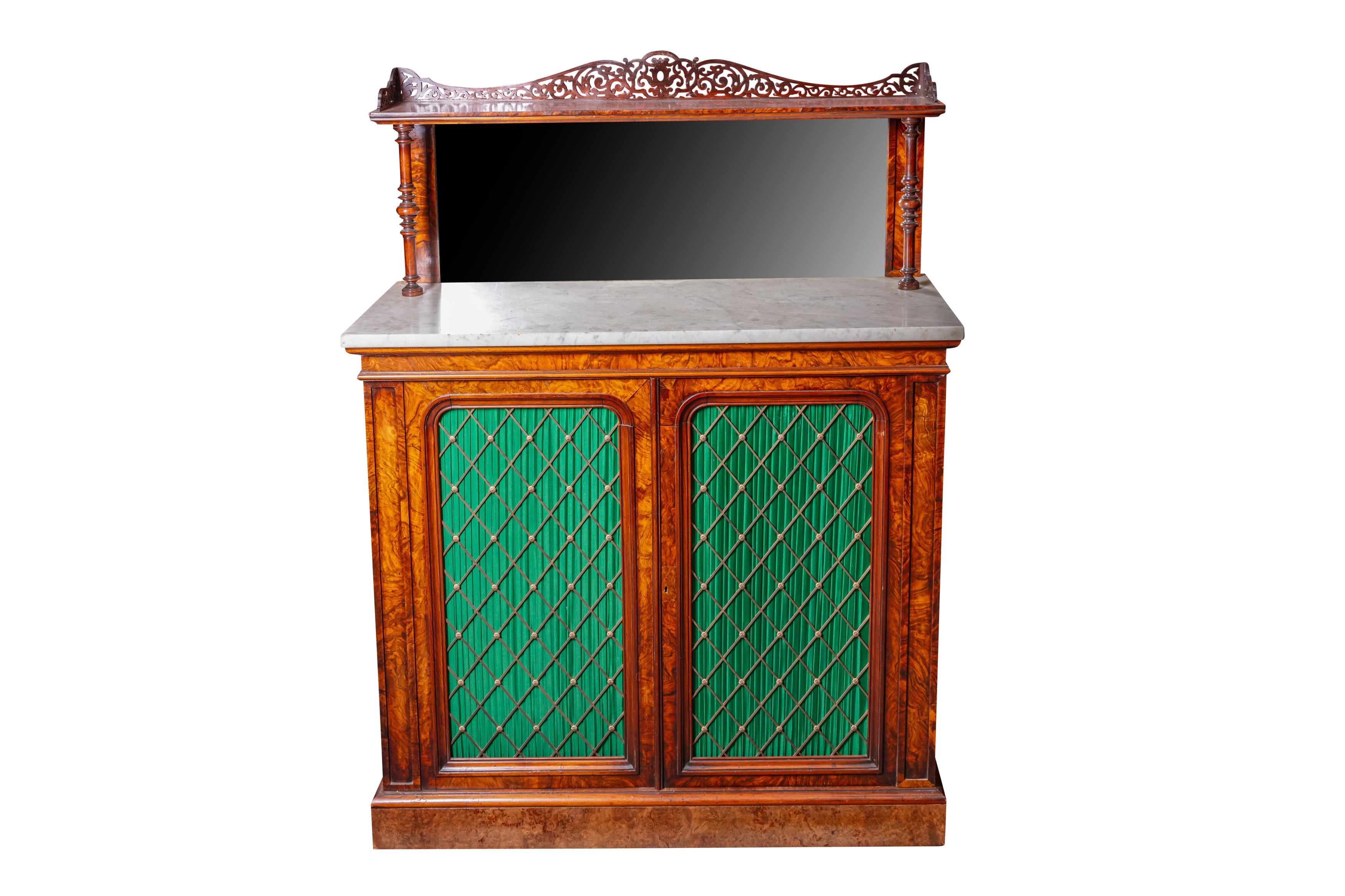 A VICTORIAN FIGURED AND BURR WALNUT CHIFFONIER