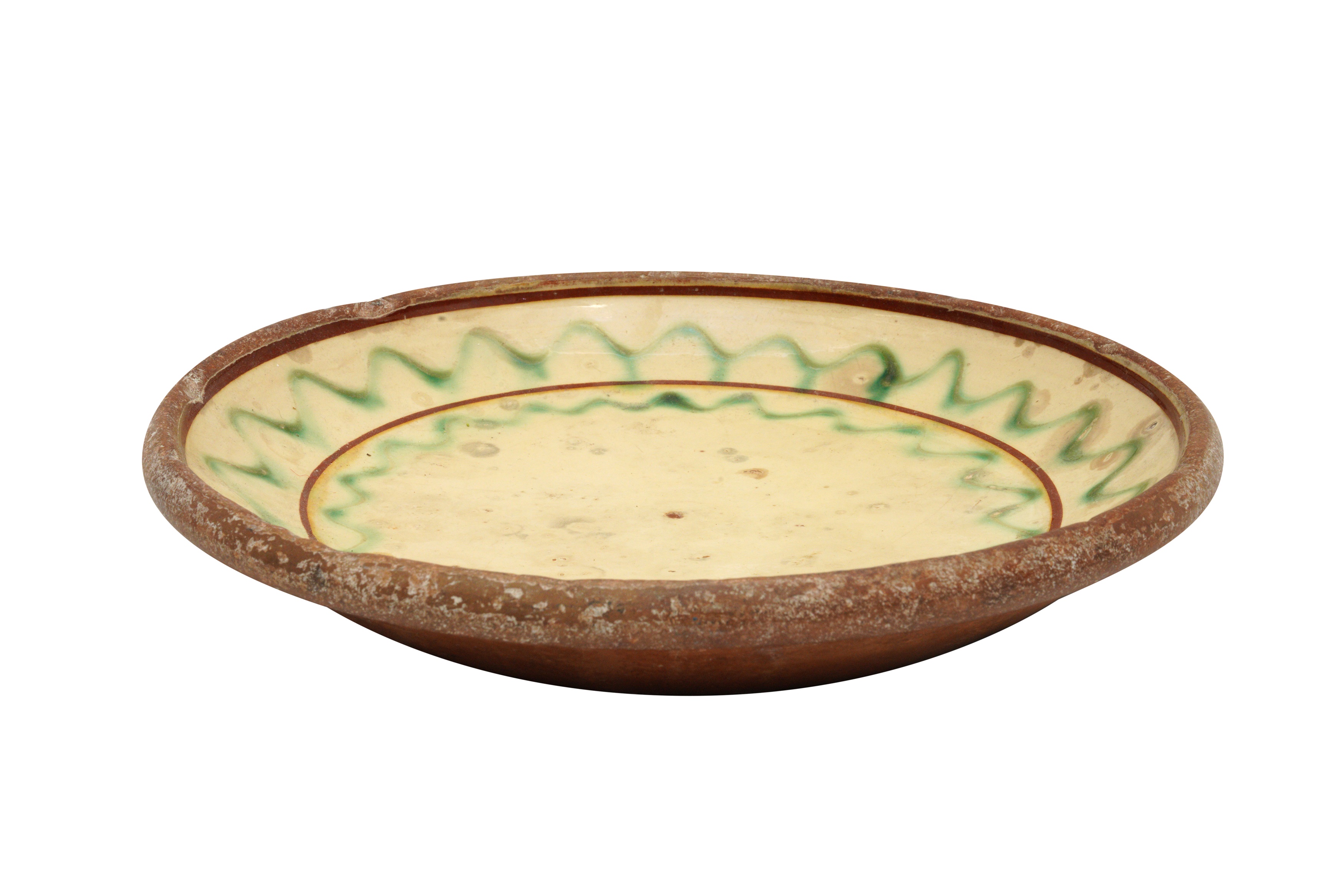 AN ENGLISH SLIPWARE POTTERY DISH, 19TH CENTURY